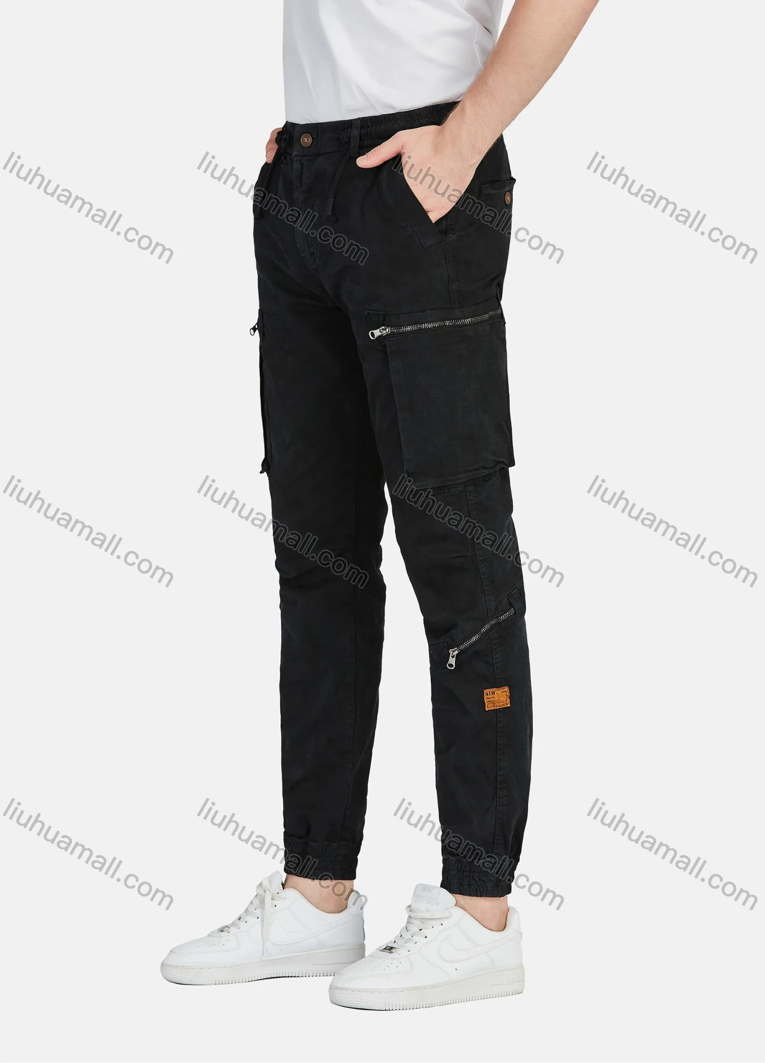 Wholesale Men's Casual Plain Straight Leg Ankle Length Cargo Pants 9330# - Liuhuamall