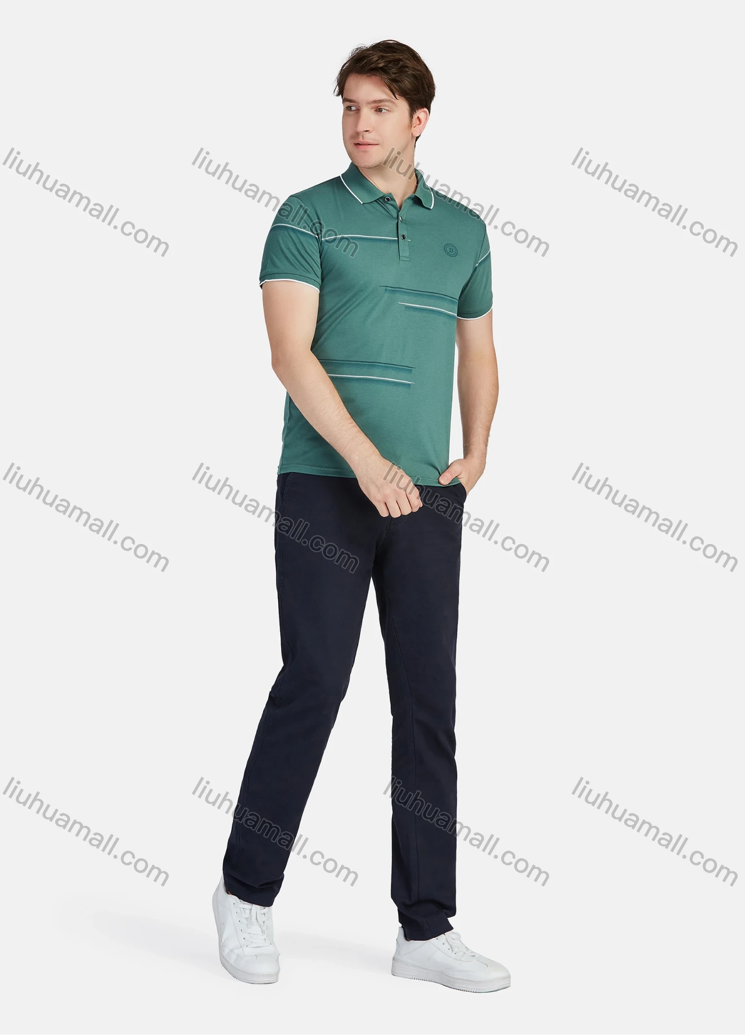 Wholesale Men's Casual Striped Short Sleeve Polo Shirts 82002# - Liuhuamall