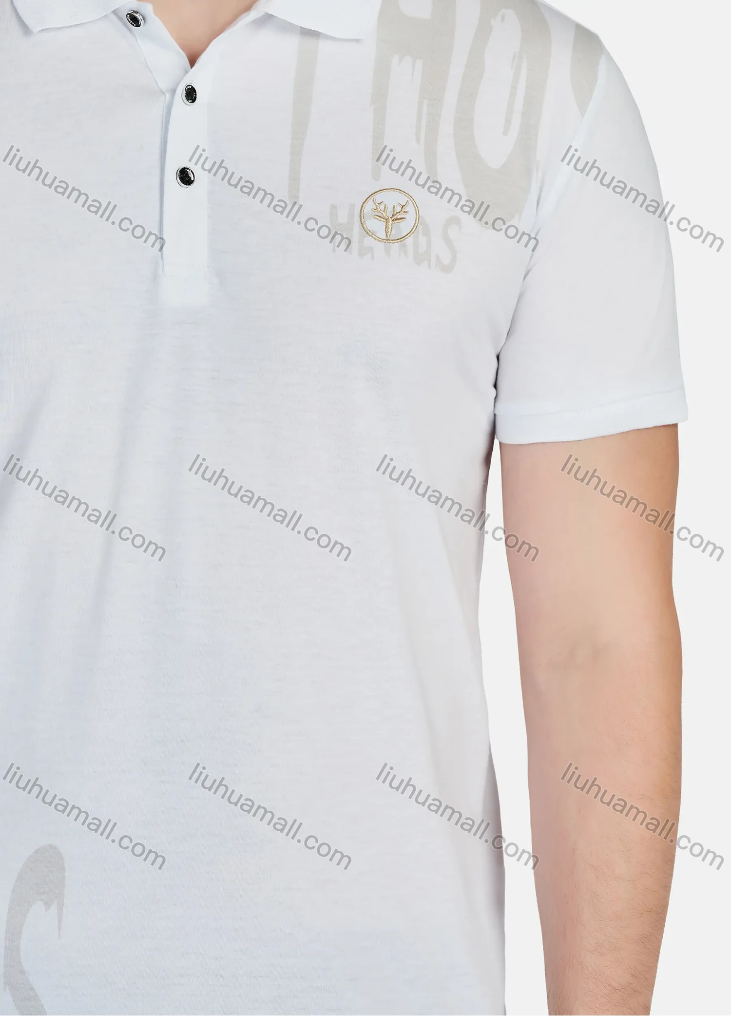 Wholesale Men's Casual Letter Print Short Sleeve Polo Shirts 82008# - Liuhuamall