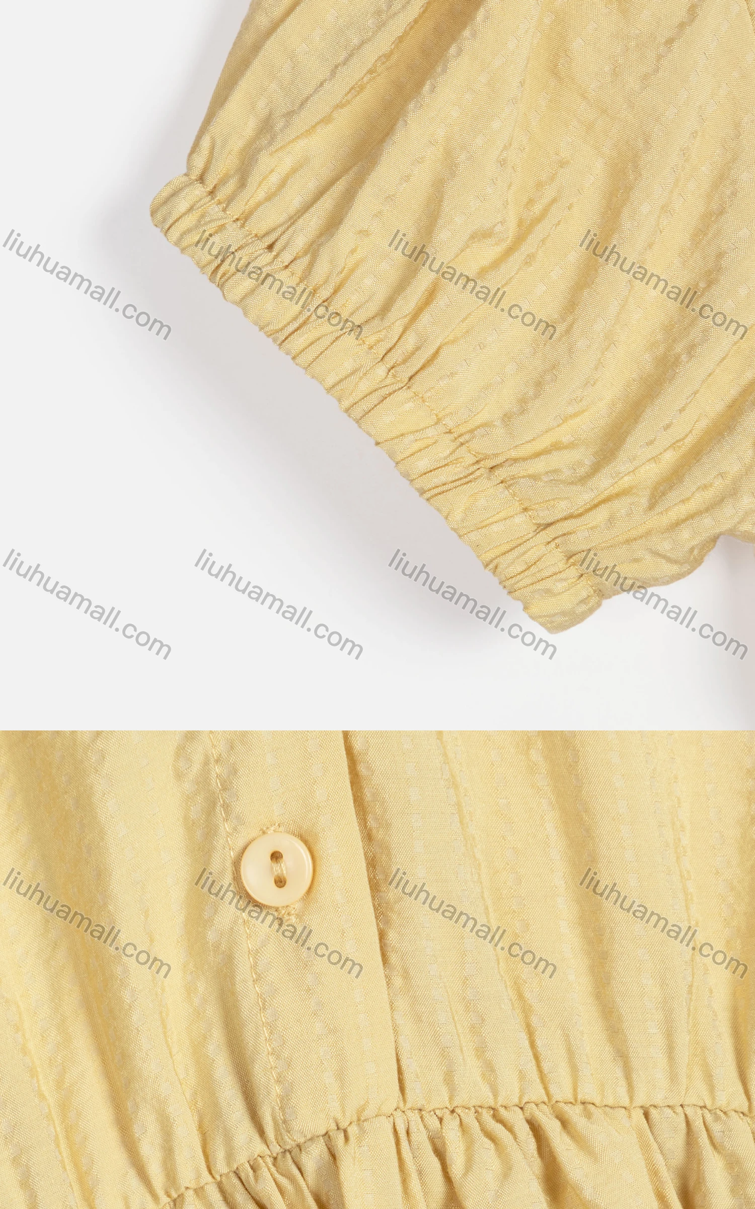 Wholesale Girls Cute Peter Pan Collar Puff Sleeve Embroidered Button Front Short Dress 3503# - Liuhuamall