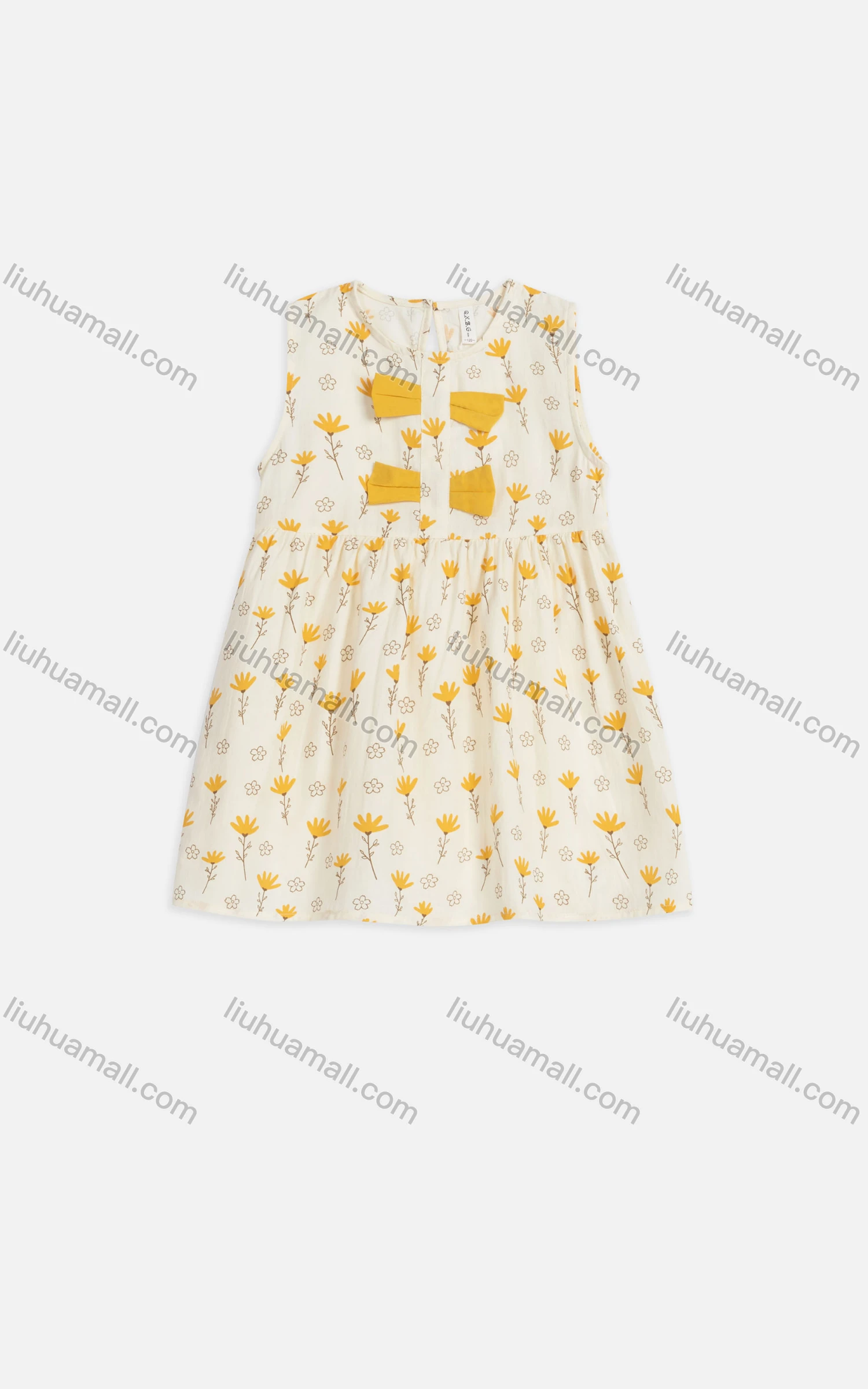 Wholesale Girls Cute Crew Neck Sleeveless Floral Keyhole Back Short Tank Dress 2227# - Liuhuamall