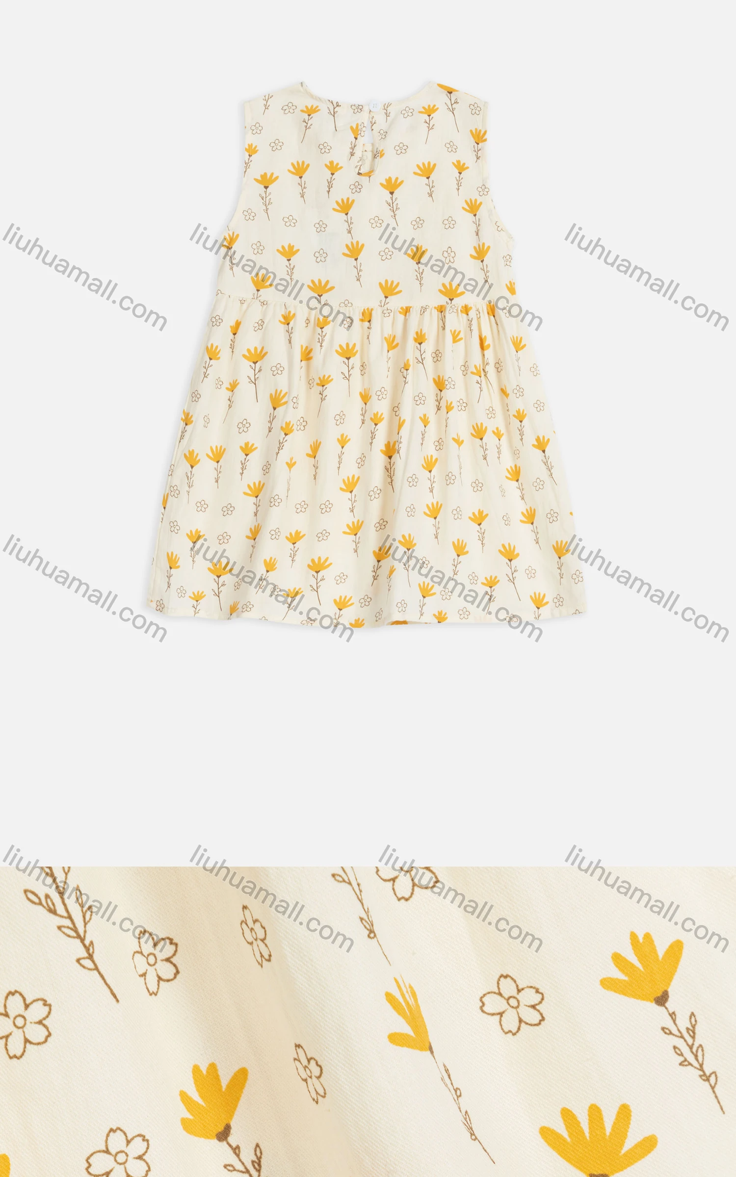 Wholesale Girls Cute Crew Neck Sleeveless Floral Keyhole Back Short Tank Dress 2227# - Liuhuamall