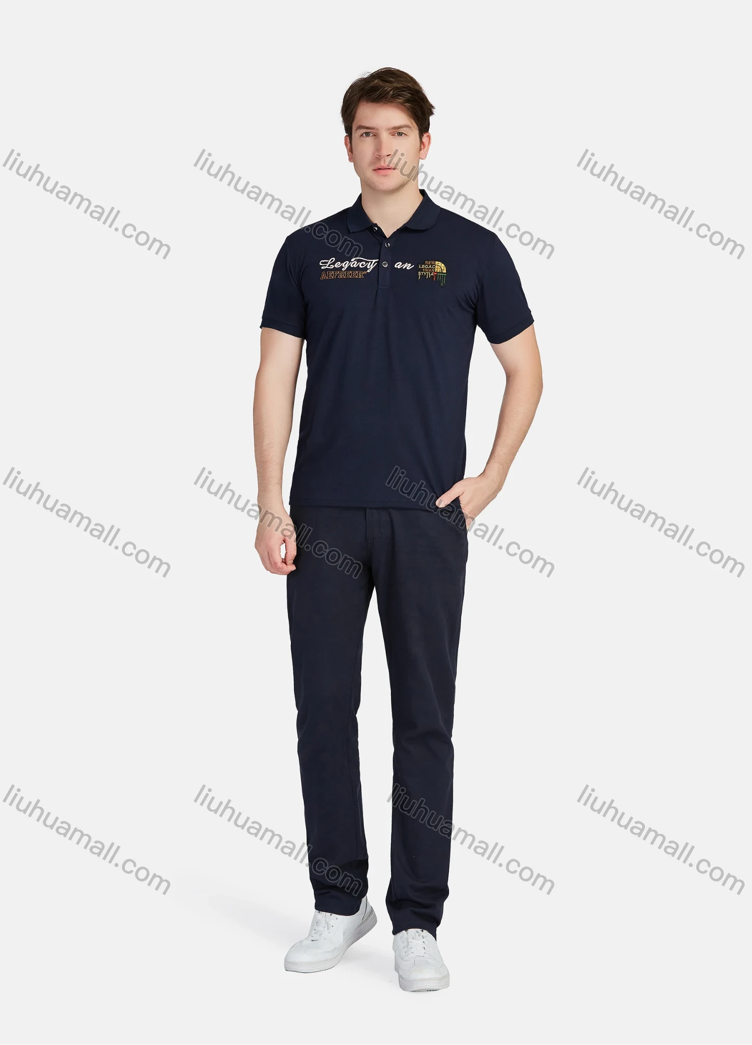 Wholesale Men's Casual Labelled Short Sleeve Polo Shirts 82001# - Liuhuamall