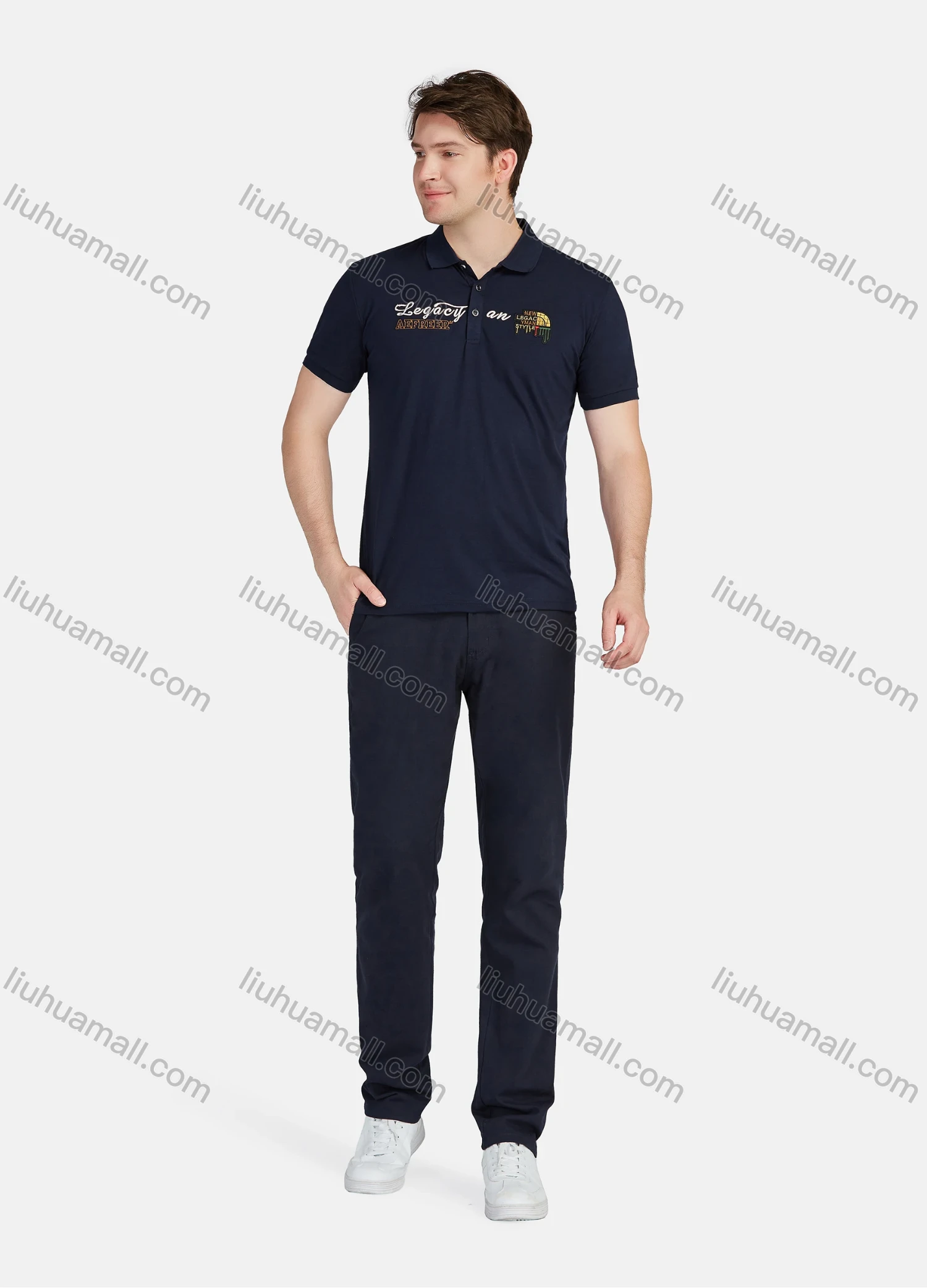 Wholesale Men's Casual Labelled Short Sleeve Polo Shirts 82001# - Liuhuamall