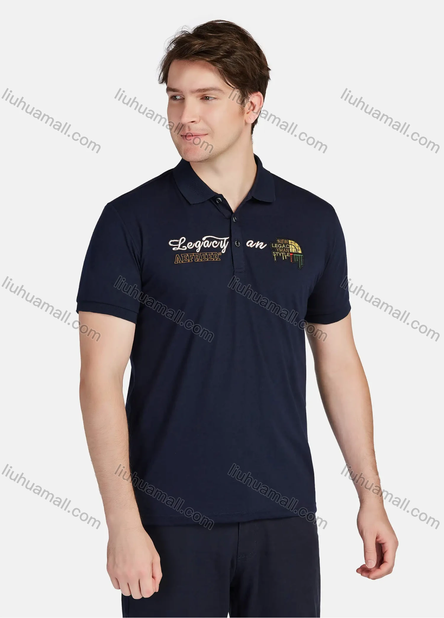 Wholesale Men's Casual Labelled Short Sleeve Polo Shirts 82001# - Liuhuamall