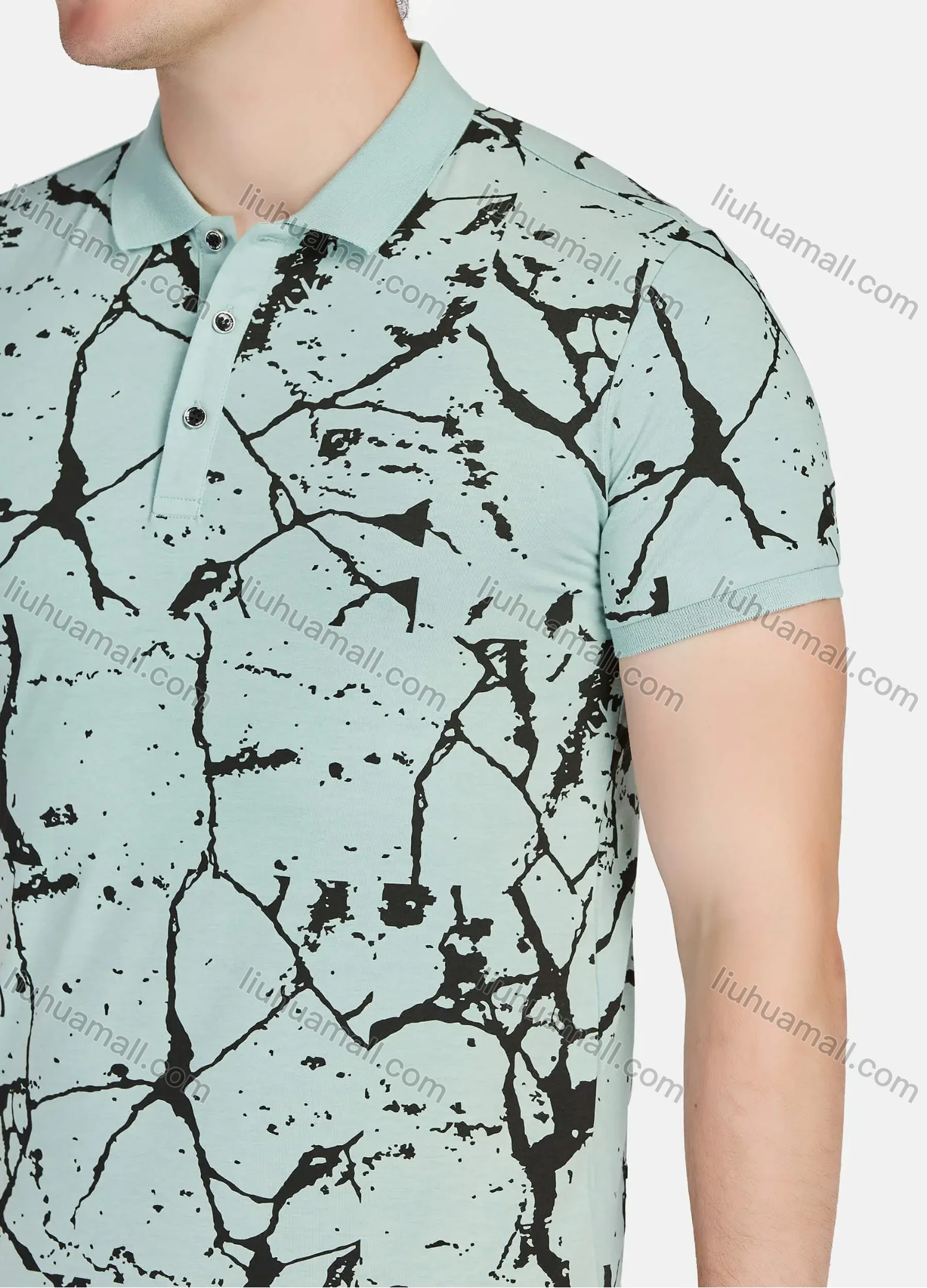 Wholesale Men's Casual Marble Print Short Sleeve Polo Shirts 18605# - Liuhuamall