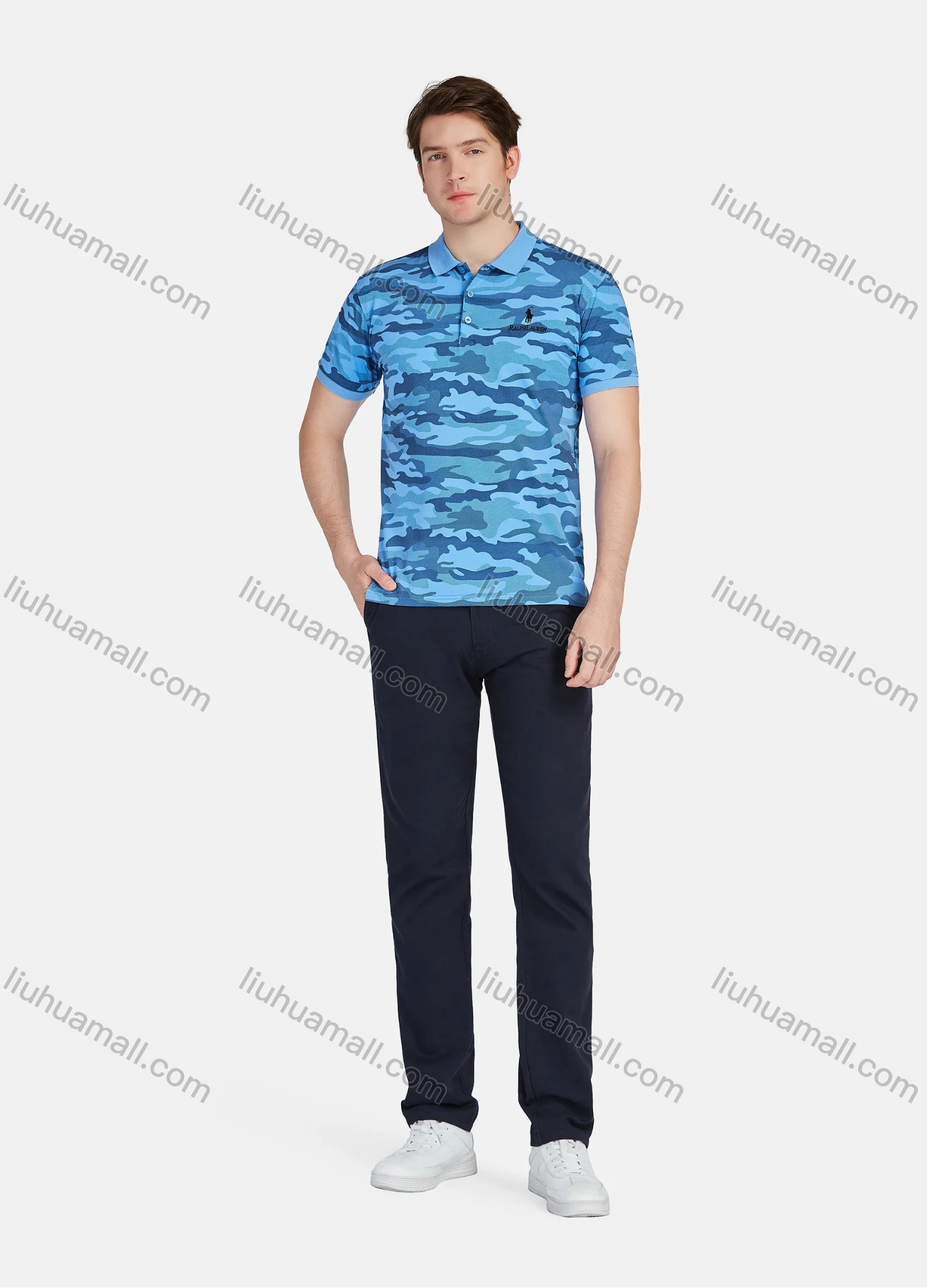 Wholesale Men's Casual Camouflage Short Sleeve Polo Shirts 2052163# - Liuhuamall