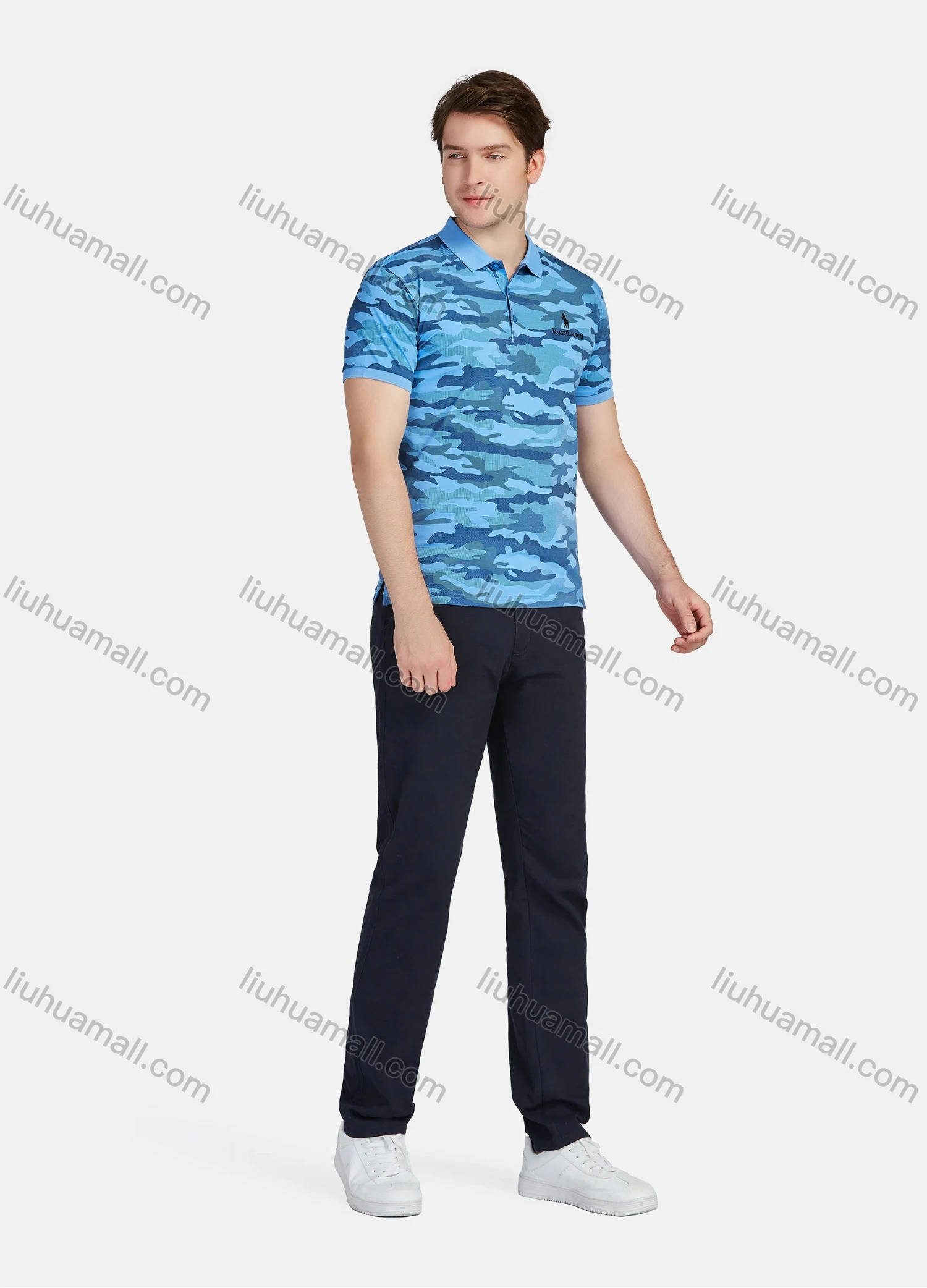 Wholesale Men's Casual Camouflage Short Sleeve Polo Shirts 2052163# - Liuhuamall