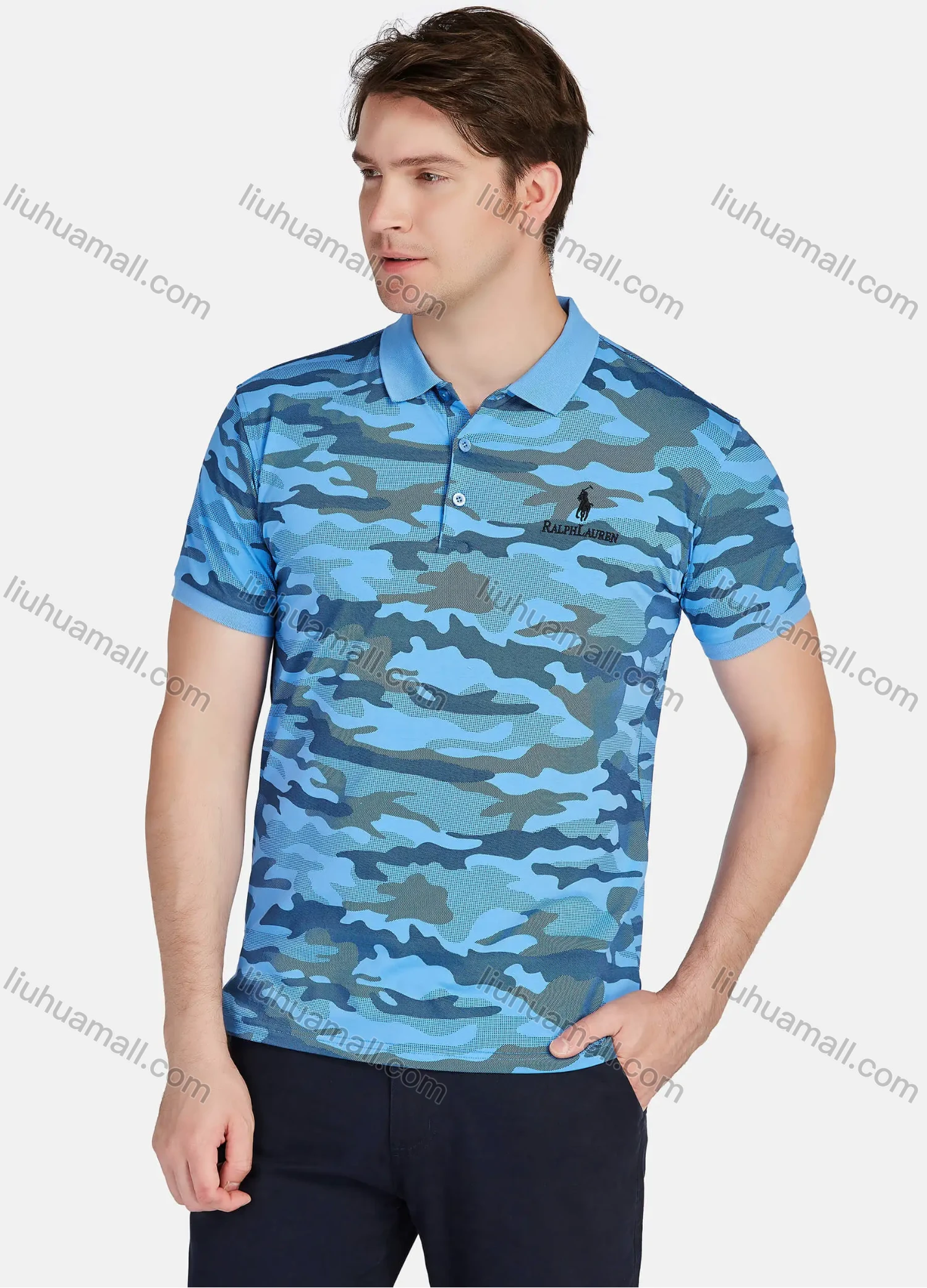 Wholesale Men's Casual Camouflage Short Sleeve Polo Shirts 2052163# - Liuhuamall