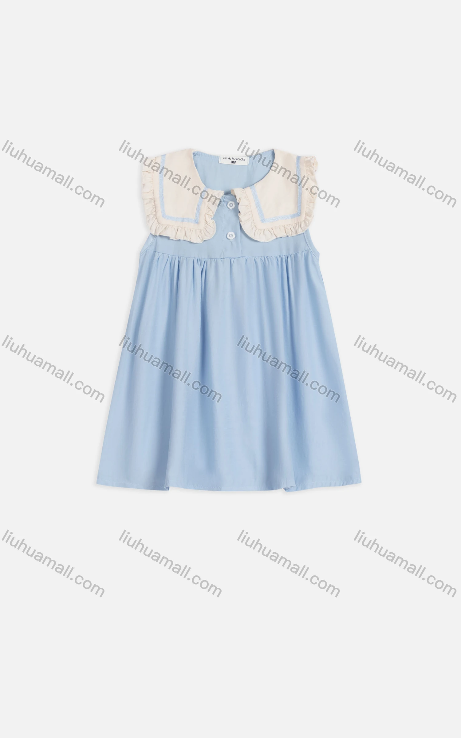 Wholesale Girls Cute Sailor Collar Sleeveless Button Front Short Tank Dress AM1268# - Liuhuamall