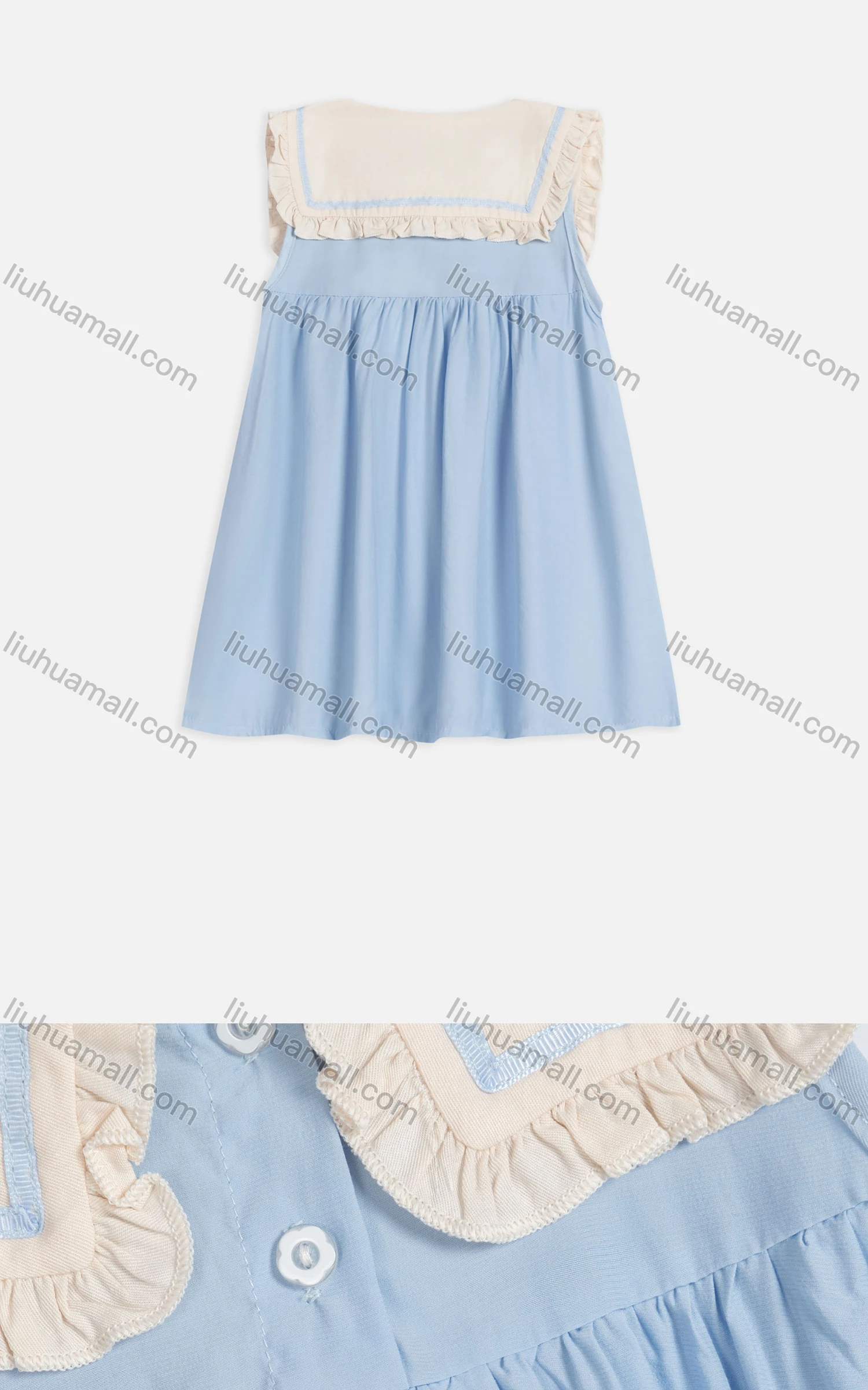 Wholesale Girls Cute Sailor Collar Sleeveless Button Front Short Tank Dress AM1268# - Liuhuamall