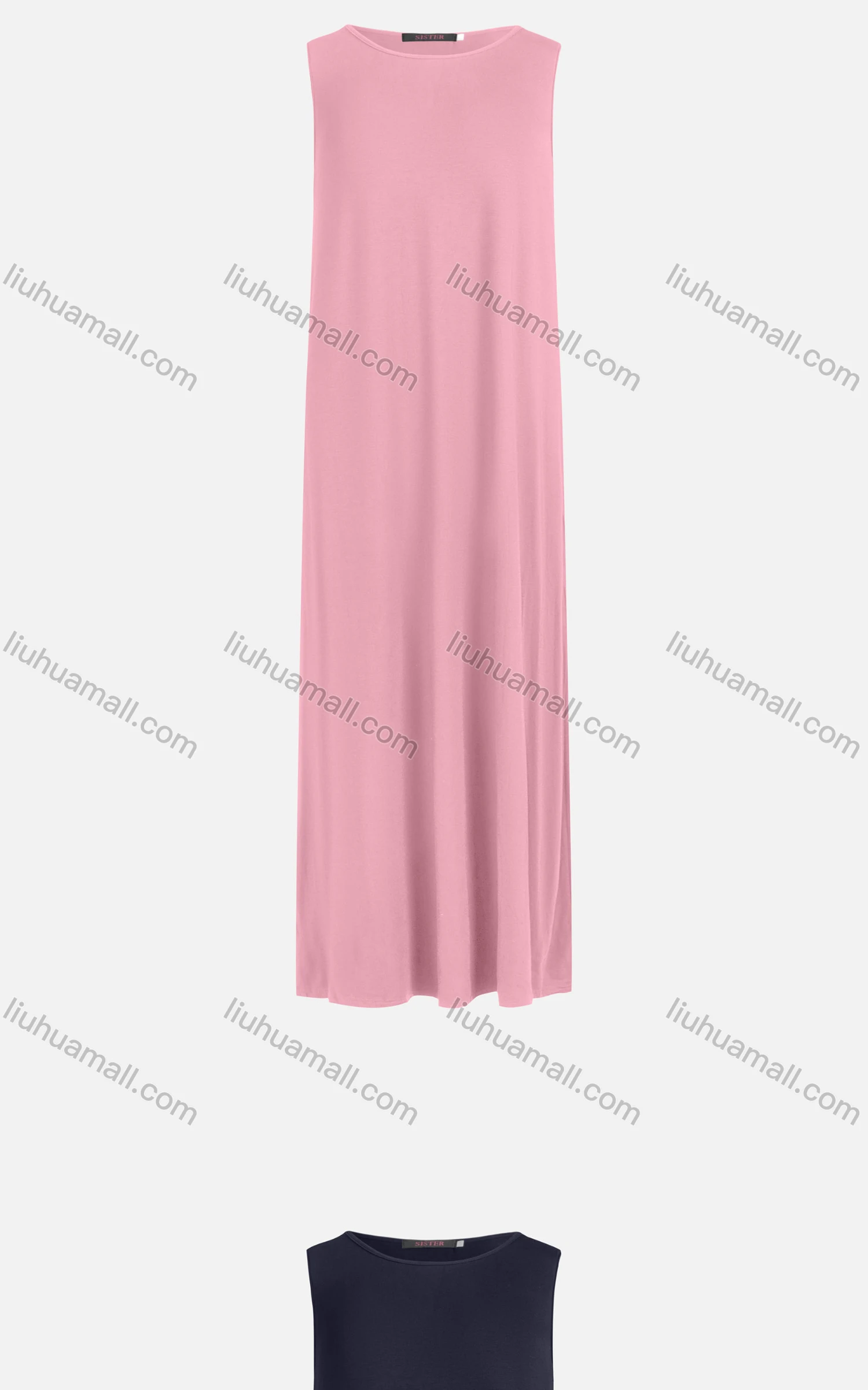 Wholesale Women's Casual 100%Cotton Plain Crew Neck Sleeveless Slim Fit Maxi Tank Dress 822# - Liuhuamall