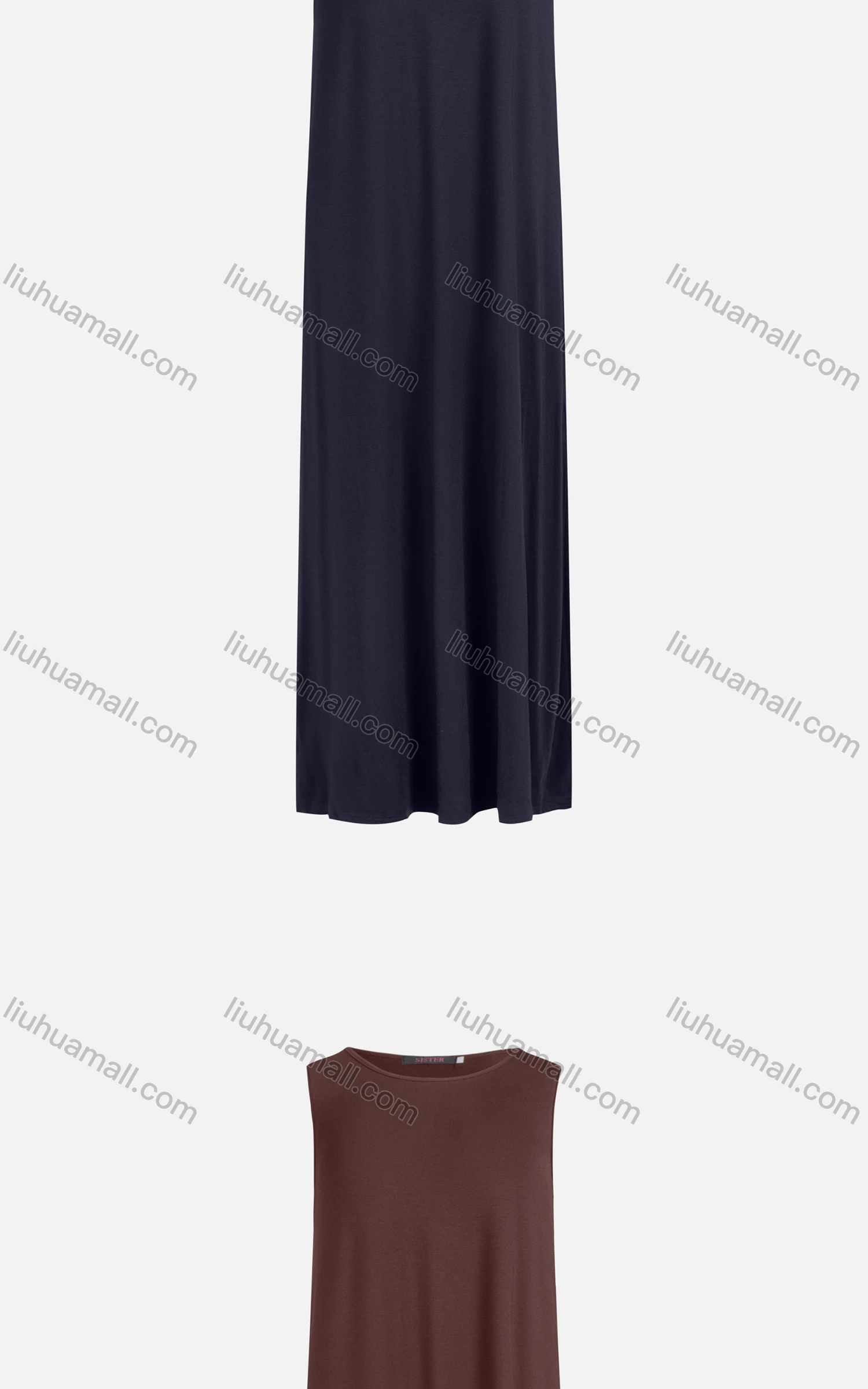 Wholesale Women's Casual 100%Cotton Plain Crew Neck Sleeveless Slim Fit Maxi Tank Dress 822# - Liuhuamall