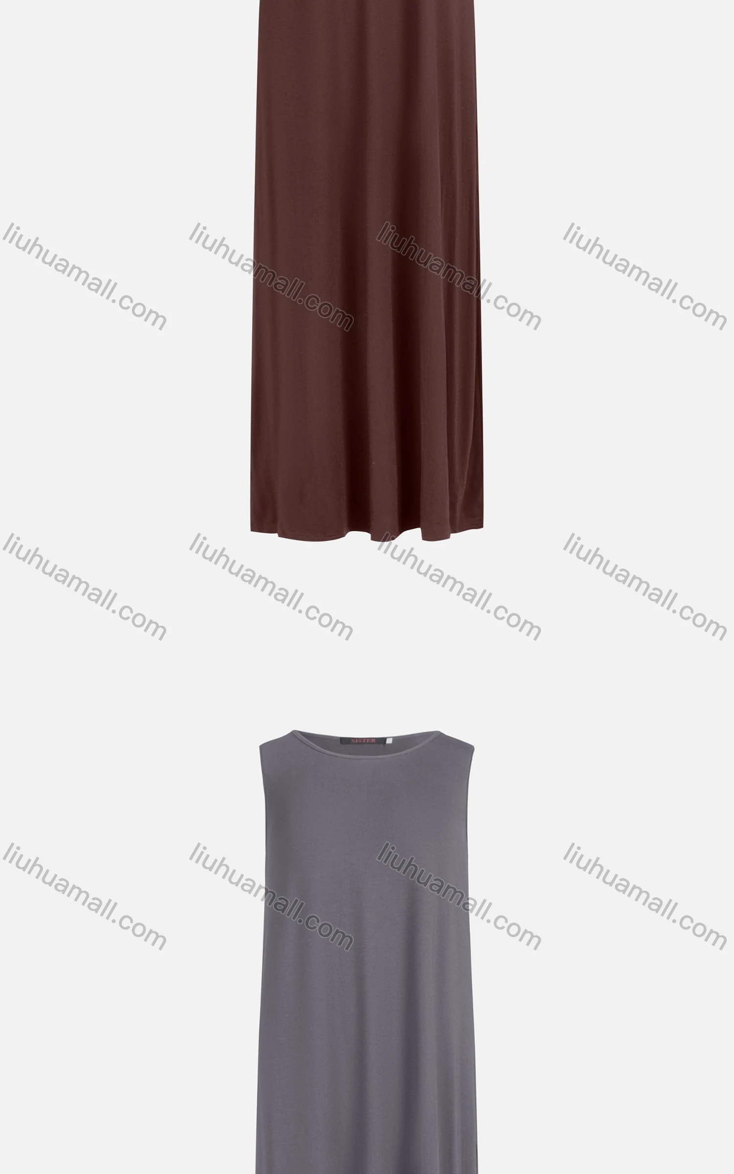 Wholesale Women's Casual 100%Cotton Plain Crew Neck Sleeveless Slim Fit Maxi Tank Dress 822# - Liuhuamall