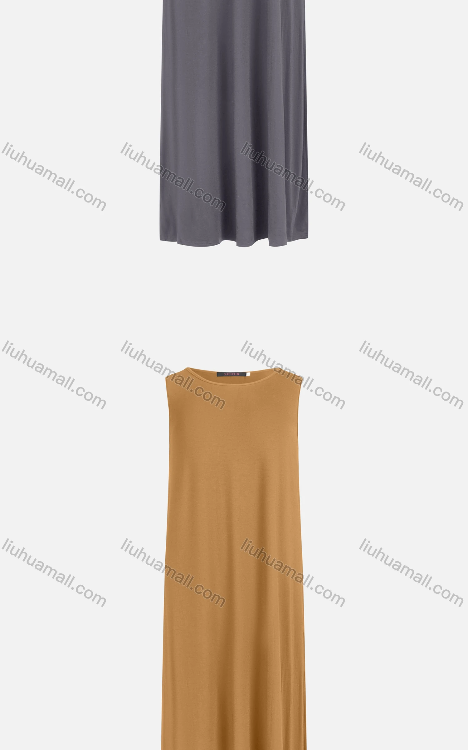 Wholesale Women's Casual 100%Cotton Plain Crew Neck Sleeveless Slim Fit Maxi Tank Dress 822# - Liuhuamall