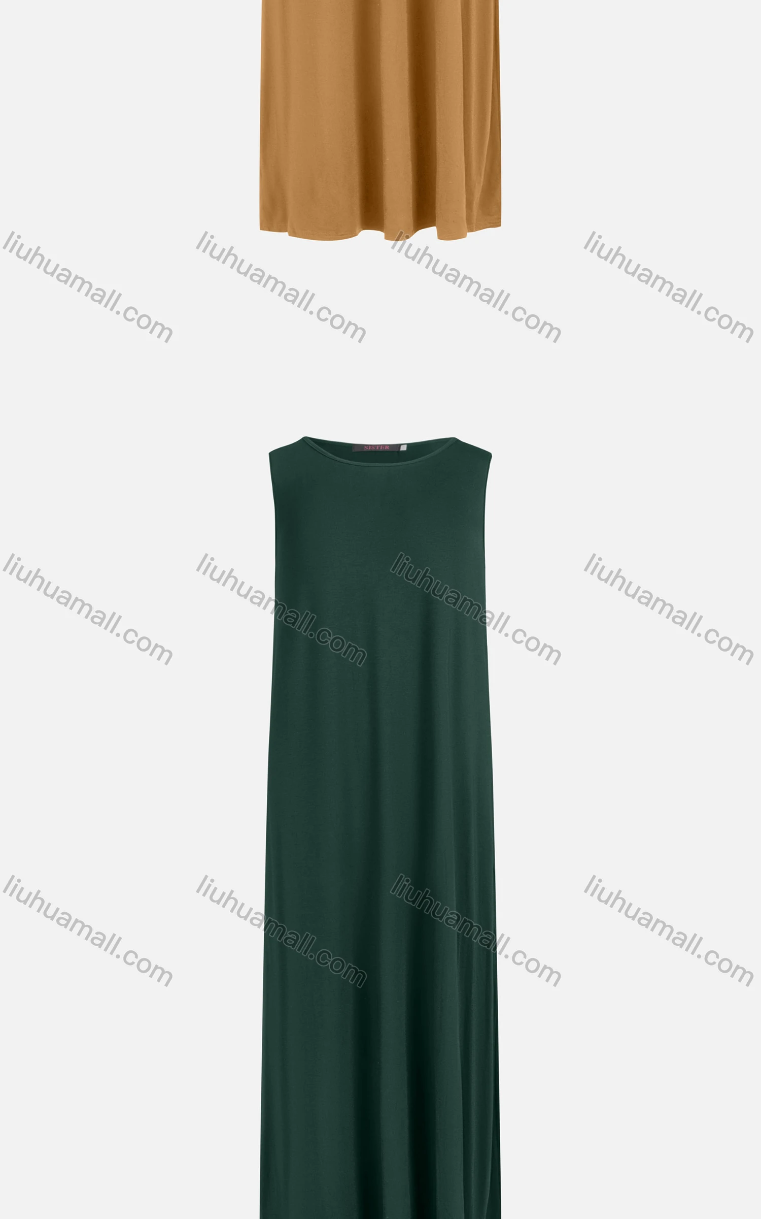 Wholesale Women's Casual 100%Cotton Plain Crew Neck Sleeveless Slim Fit Maxi Tank Dress 822# - Liuhuamall