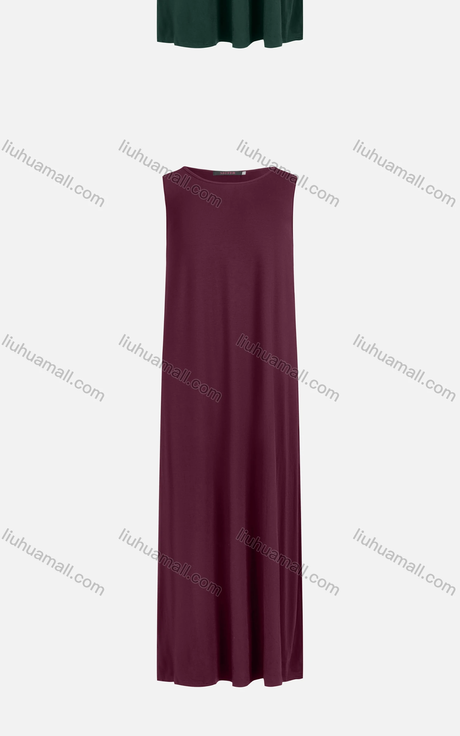 Wholesale Women's Casual 100%Cotton Plain Crew Neck Sleeveless Slim Fit Maxi Tank Dress 822# - Liuhuamall
