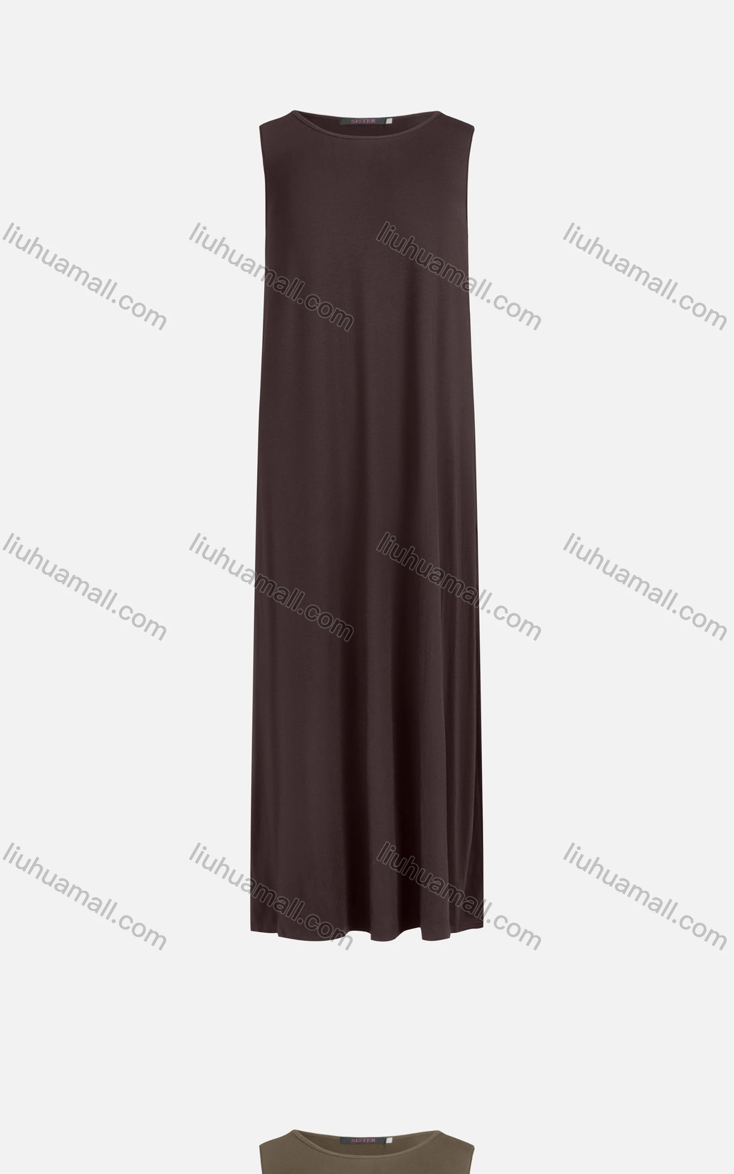 Wholesale Women's Casual 100%Cotton Plain Crew Neck Sleeveless Slim Fit Maxi Tank Dress 822# - Liuhuamall