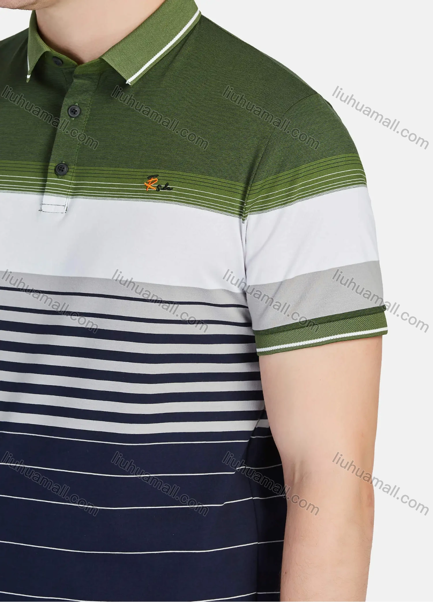 Wholesale Men's Casual 100% Cotton Striped Colorblock Short Sleeve Polo Shirts 22020# - Liuhuamall