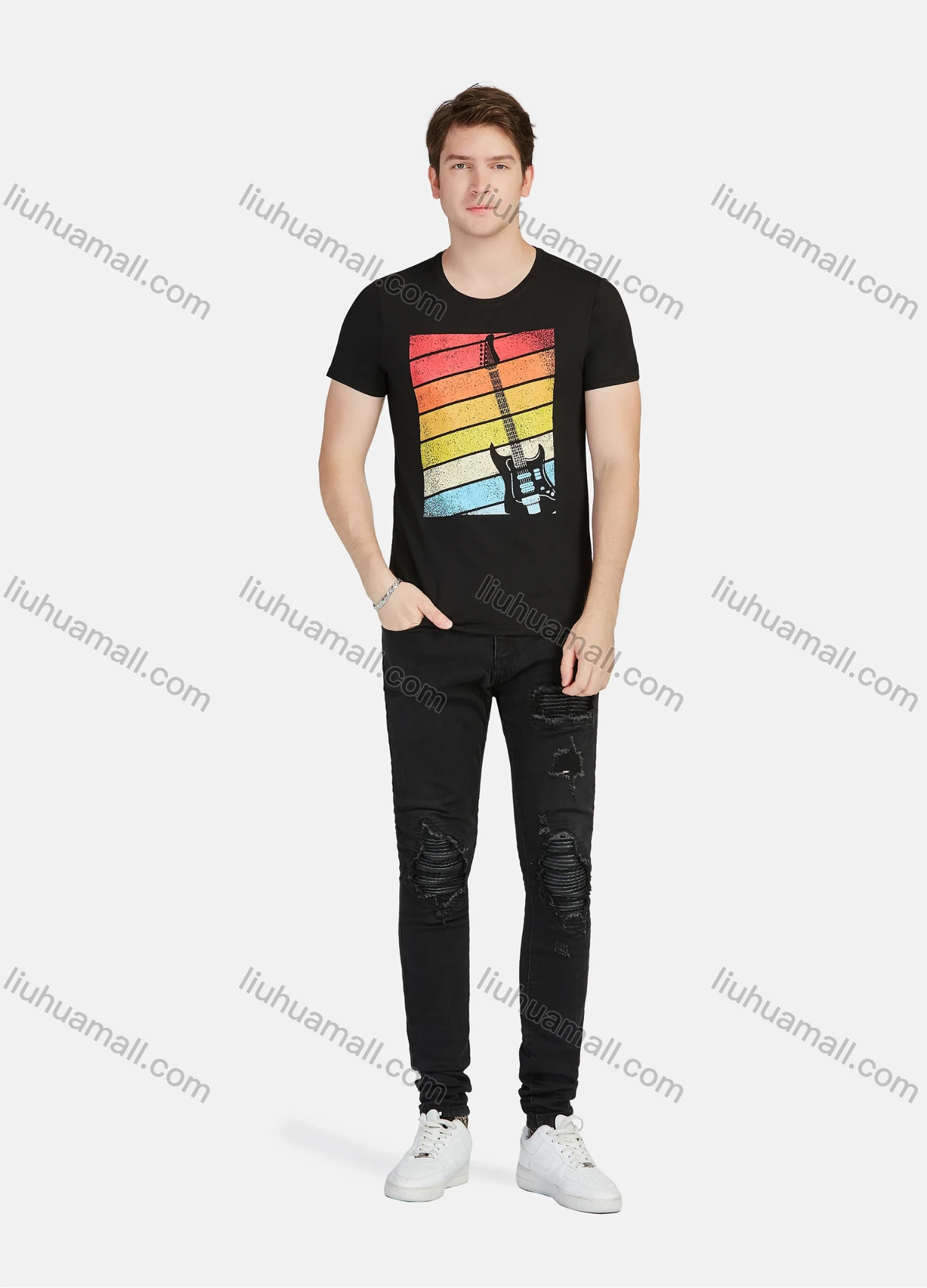 Wholesale Men's Casual Graphic Round Neck Short Sleeve Tee A1811# - Liuhuamall