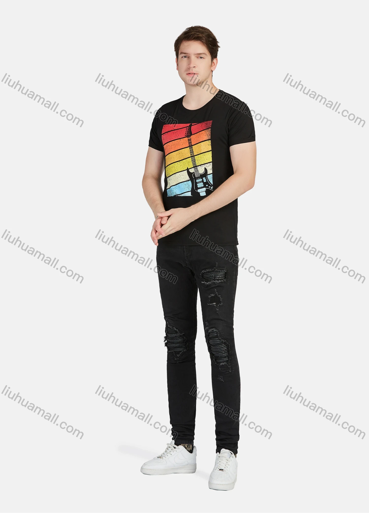 Wholesale Men's Casual Graphic Round Neck Short Sleeve Tee A1811# - Liuhuamall