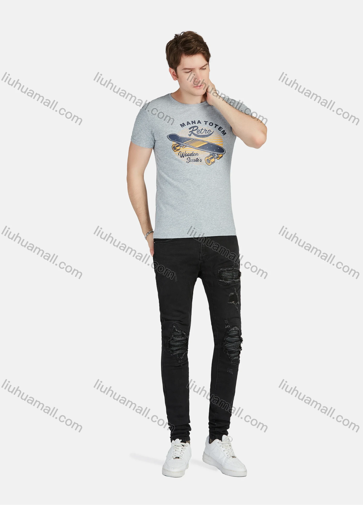Wholesale Men's Casual Graphic Round Neck Short Sleeve Tee A1812# - Liuhuamall