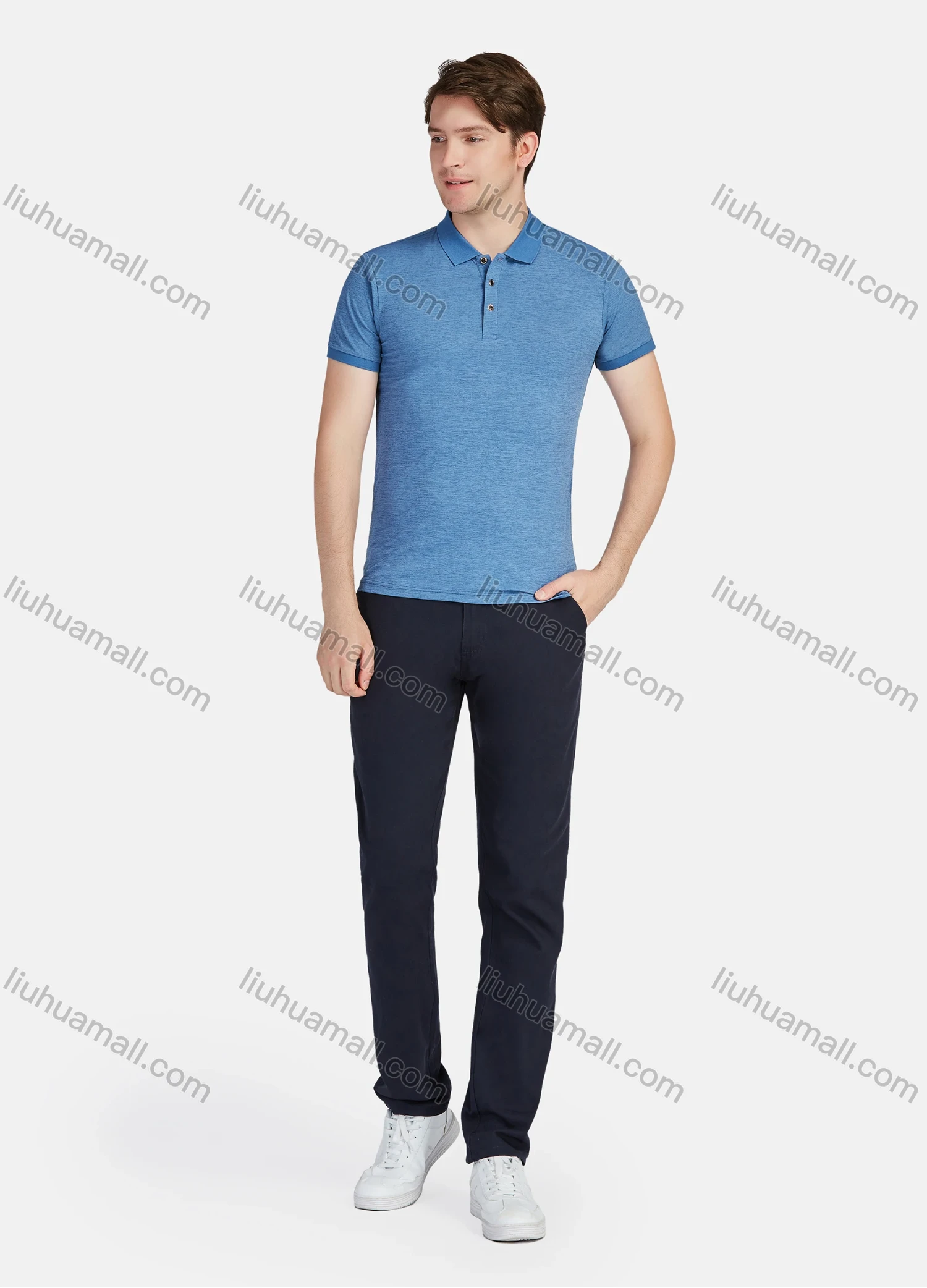 Wholesale Men's Casual Plain Short Sleeve Polo Shirt A2800# - Liuhuamall