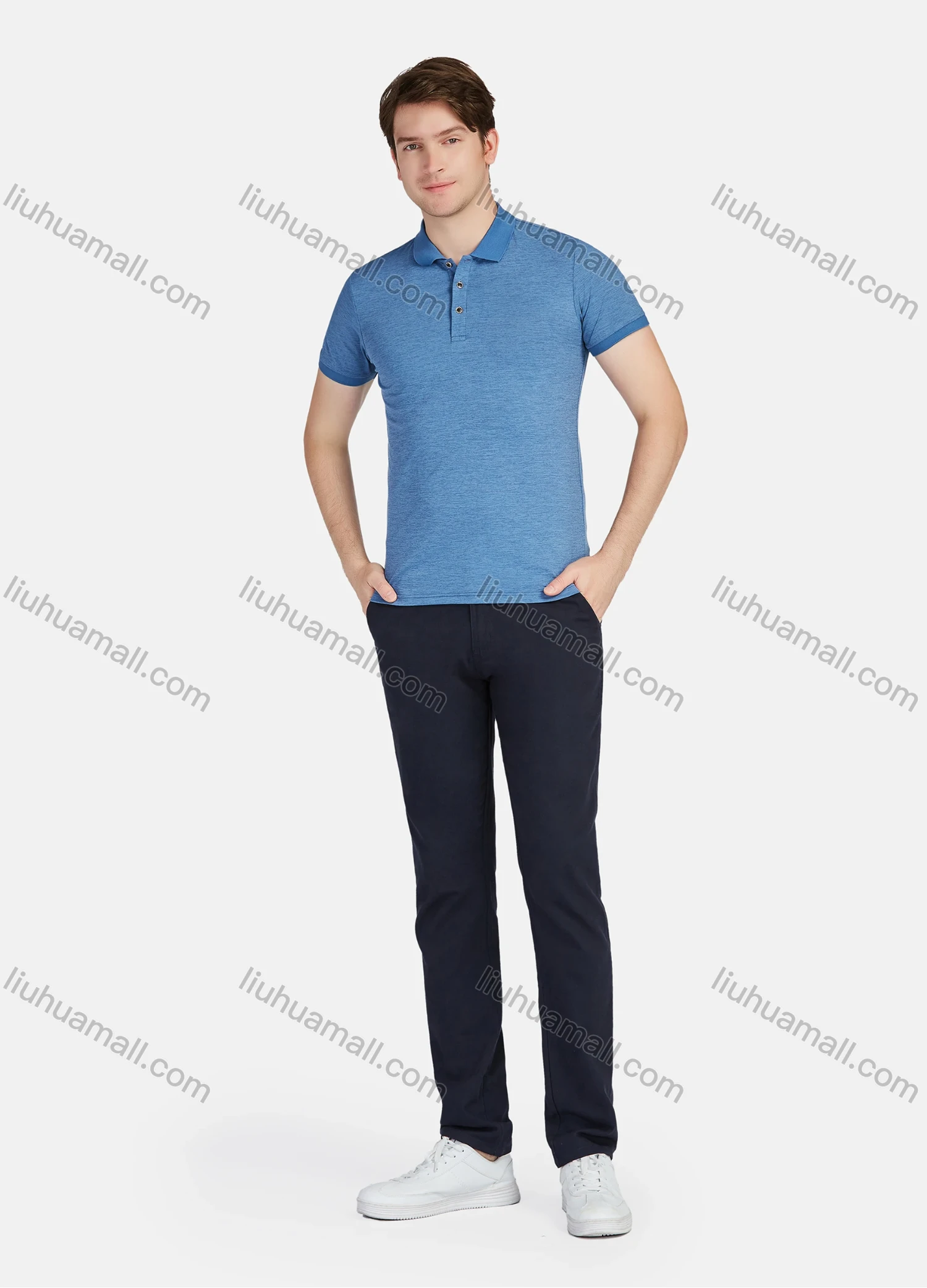 Wholesale Men's Casual Plain Short Sleeve Polo Shirt A2800# - Liuhuamall
