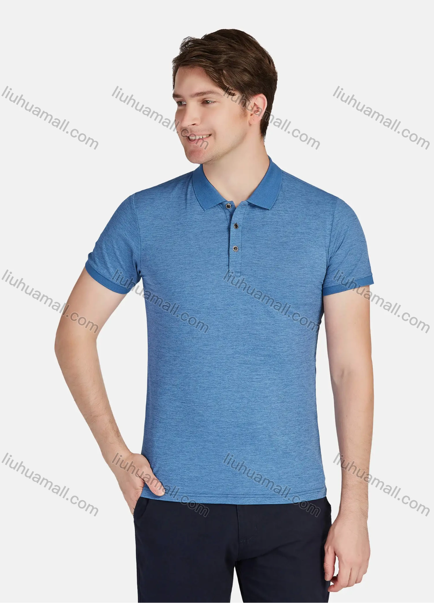 Wholesale Men's Casual Plain Short Sleeve Polo Shirt A2800# - Liuhuamall