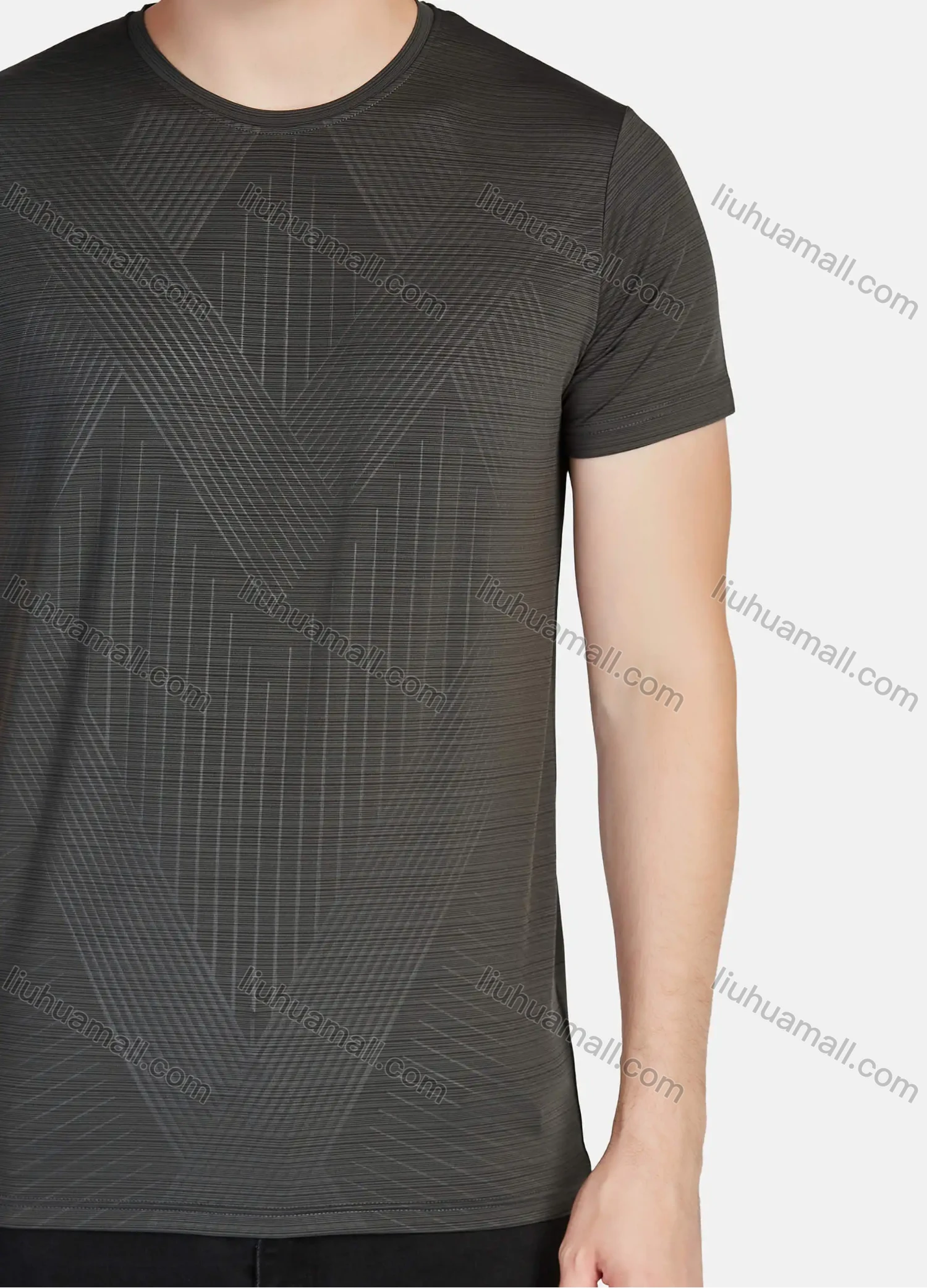 Wholesale Men's Athletic Sporty Breathable Striped Round Neck Short Sleeve Tee 204# - Liuhuamall