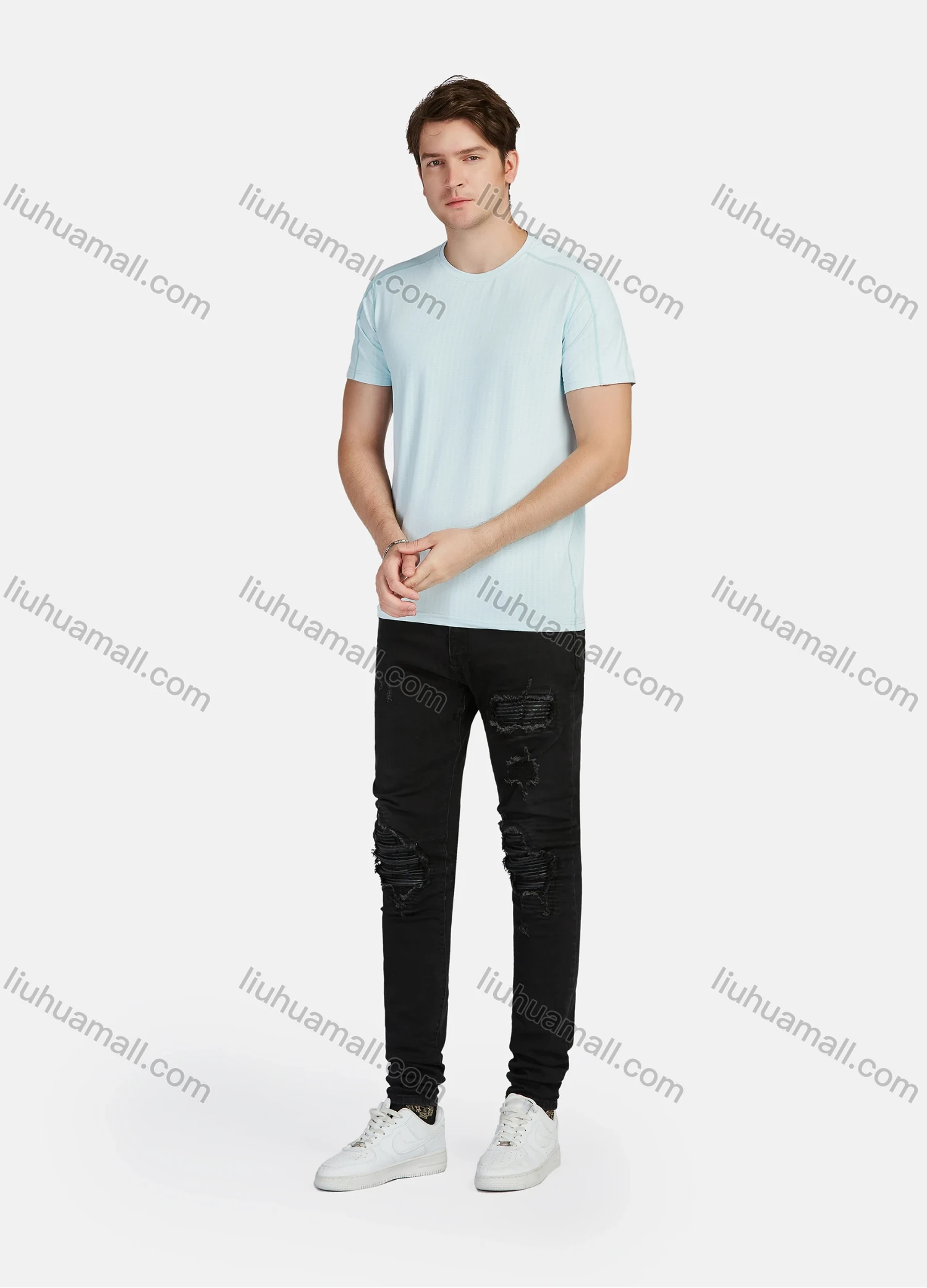 Wholesale Men's Athletic Sporty Breathable Plain Round Neck Short Sleeve Tee 206# - Liuhuamall