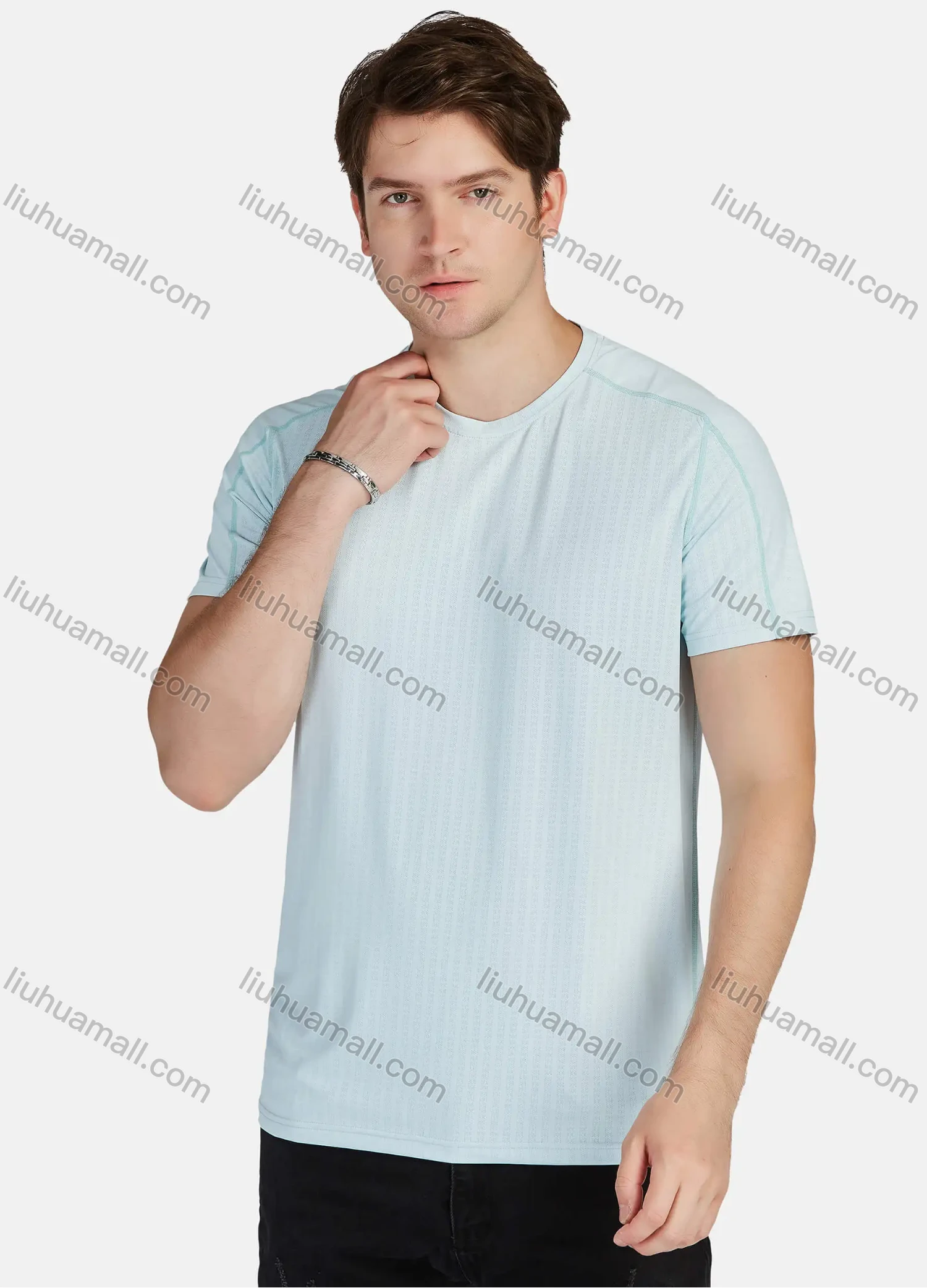 Wholesale Men's Athletic Sporty Breathable Plain Round Neck Short Sleeve Tee 206# - Liuhuamall