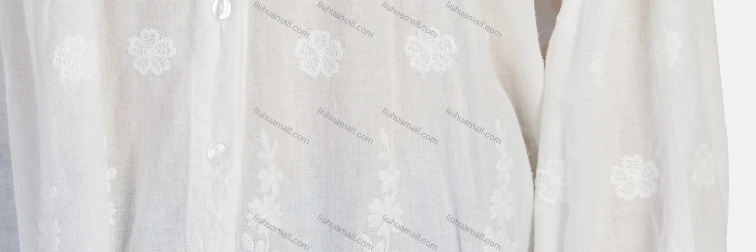 Wholesale Women's Casual Peter Pan Collar Button Down Embroidered Blouse 66620# - Liuhuamall