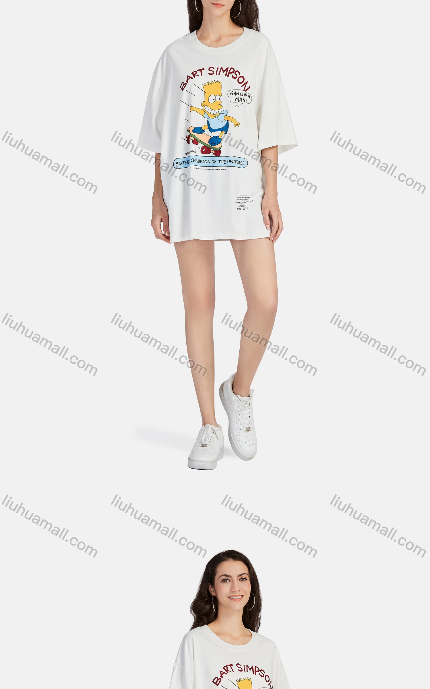 Wholesale Women's Hip Hop Crew Neck Short Sleeve Loose Fit Graphic Letter T-shirt - Liuhuamall