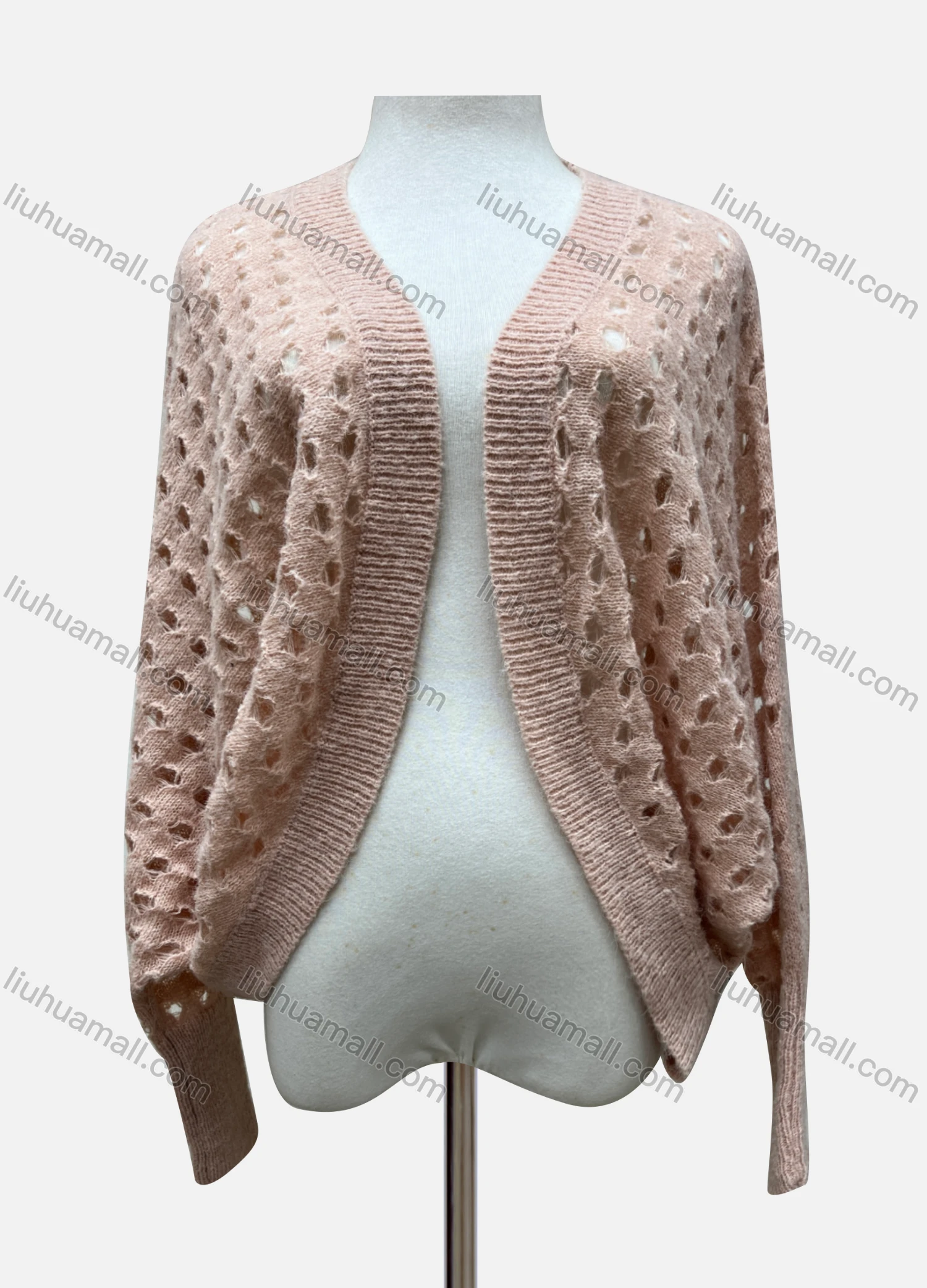 Wholesale Women's Casual Long Sleeve Plain Knit Hollow Out Cardigan A402# - Liuhuamall