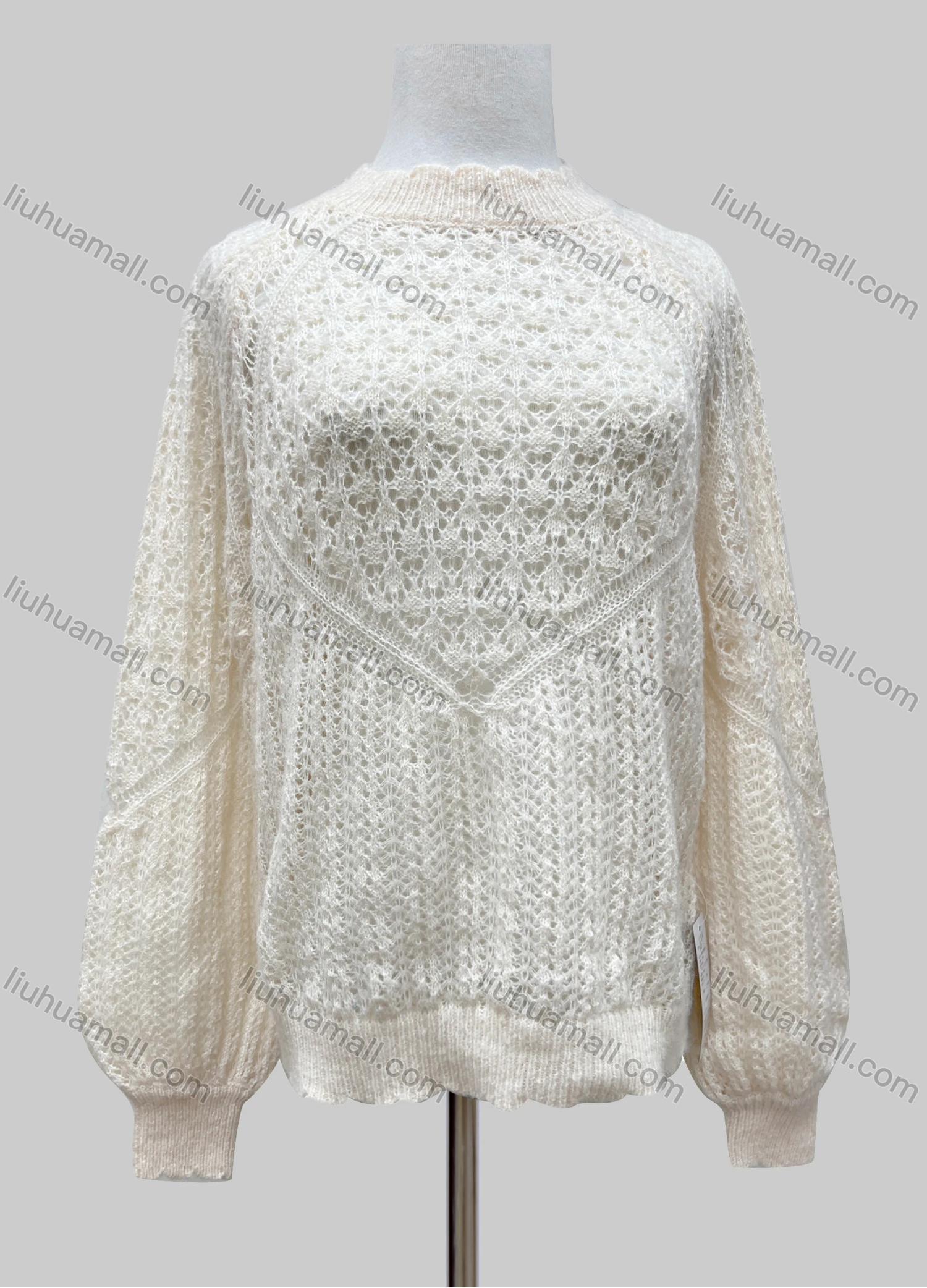 Wholesale Women's Casual Loose Fit Mock Neck Long Sleeve Cable Knit Sweater A397# - Liuhuamall
