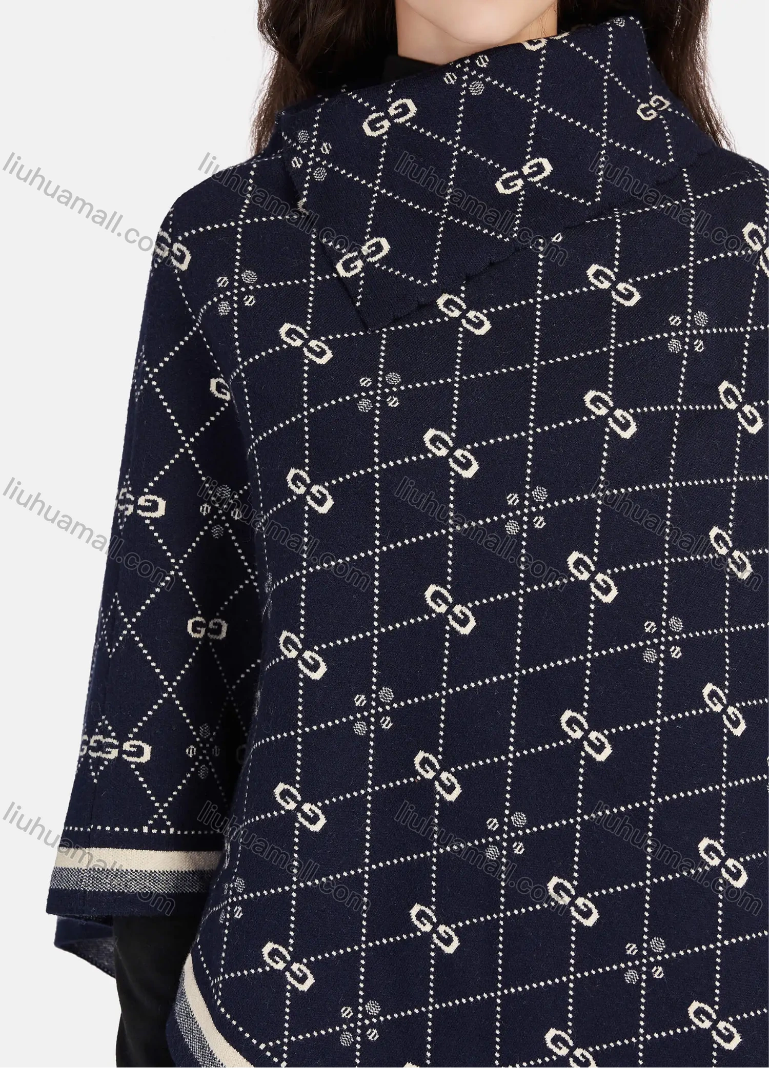 Wholesale Women's Casual Vintage Grid Pattern High Neck Cape 05# - Liuhuamall