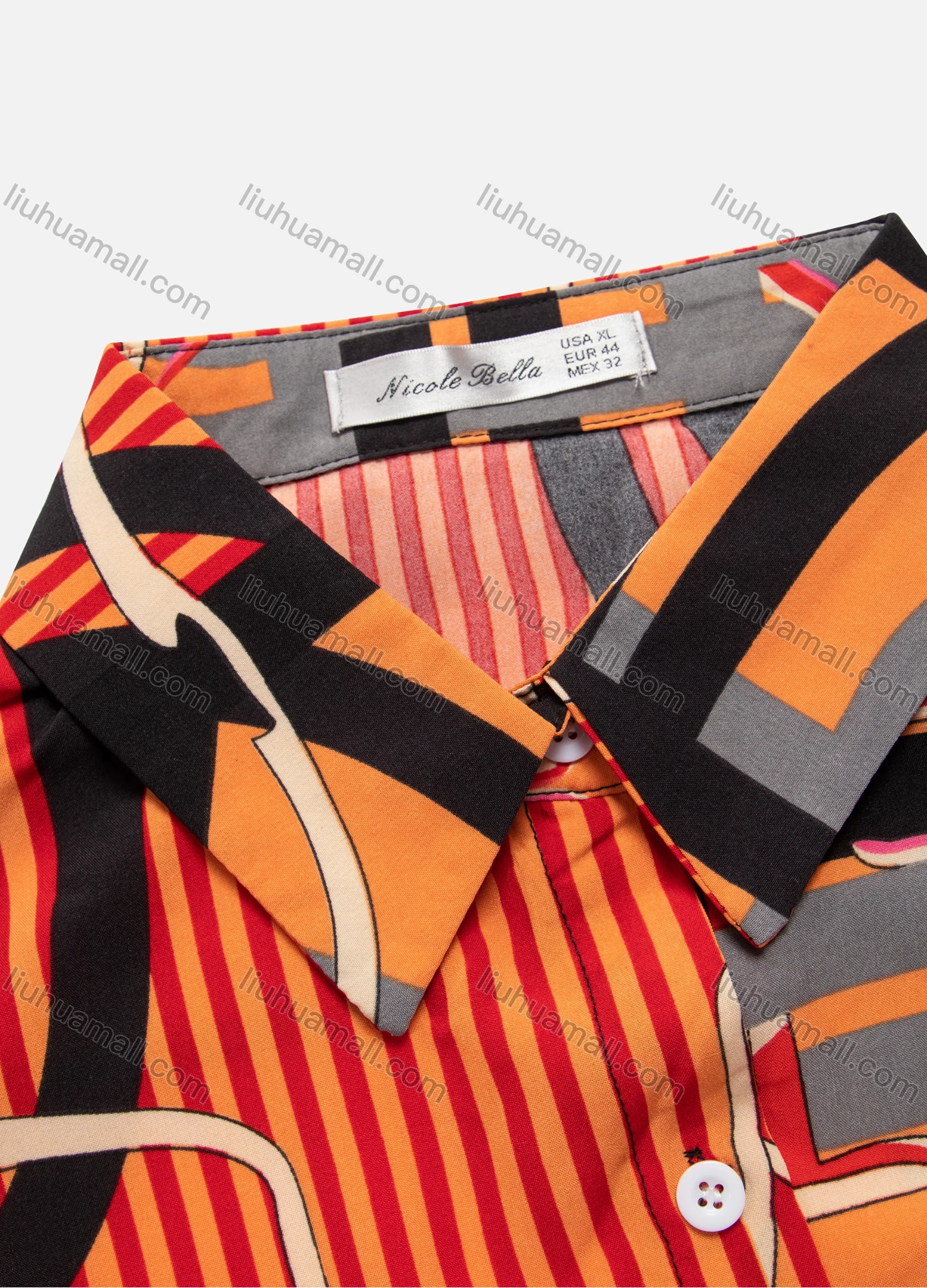 Wholesale Women's Fashion Collared Striped Splicing Print Long Sleeve Button Down Shirt Dress - Liuhuamall