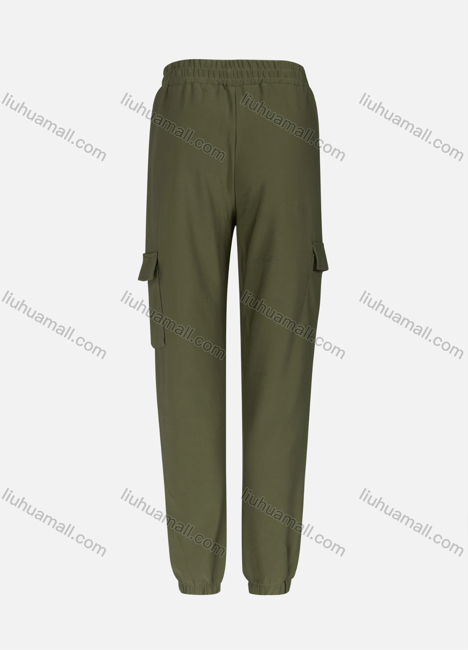 Wholesale Women's Casual Plain Multiple Pockets Drawstring Elastic Waist Ankle Length Joggers 2911# - Liuhuamall