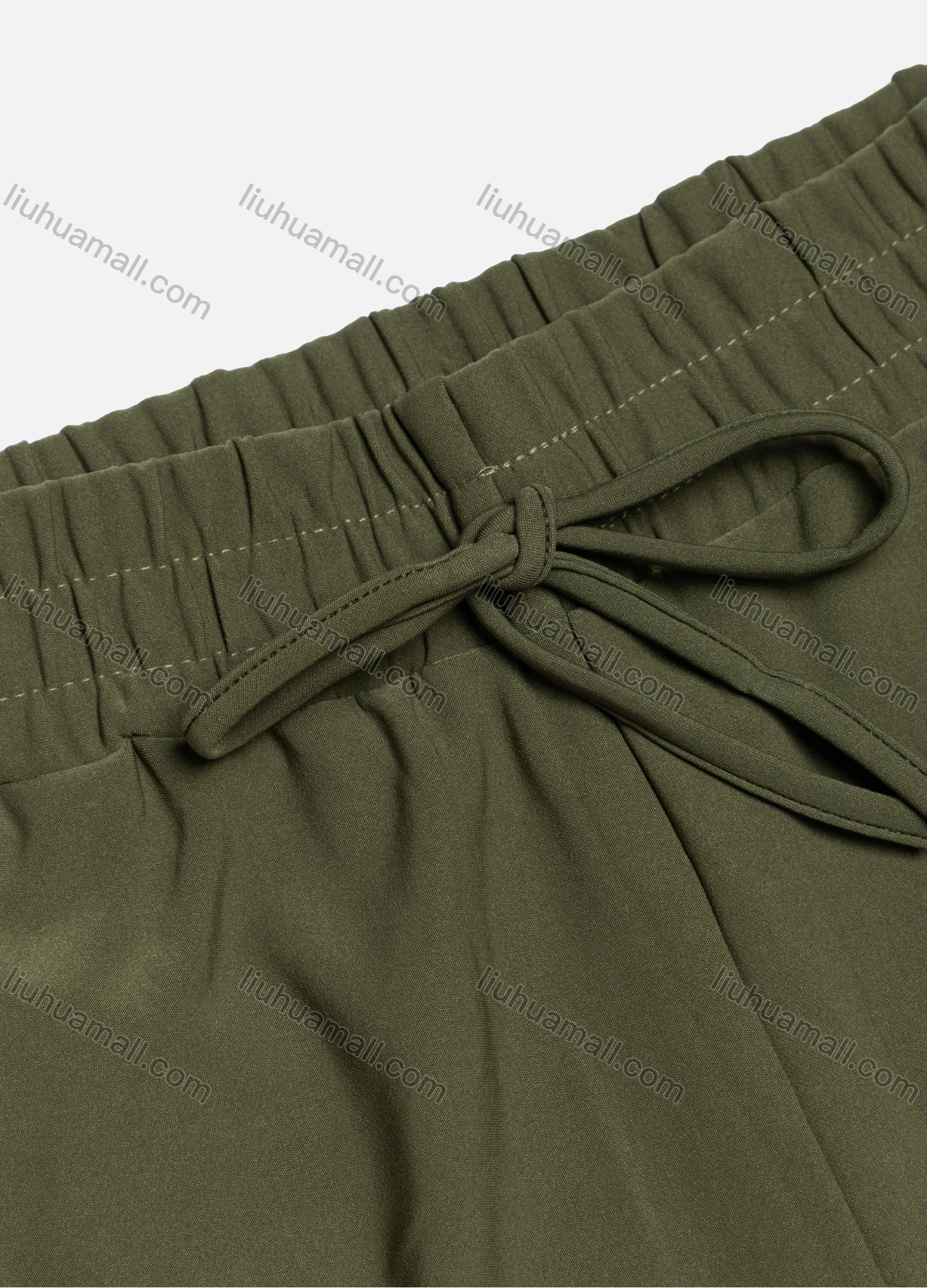 Wholesale Women's Casual Plain Multiple Pockets Drawstring Elastic Waist Ankle Length Joggers 2911# - Liuhuamall