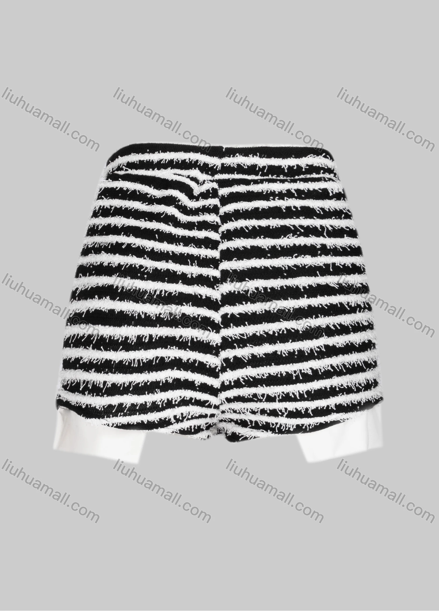 Wholesale Women's Striped Frayed Raw Trim Drawstring Shorts - Liuhuamall