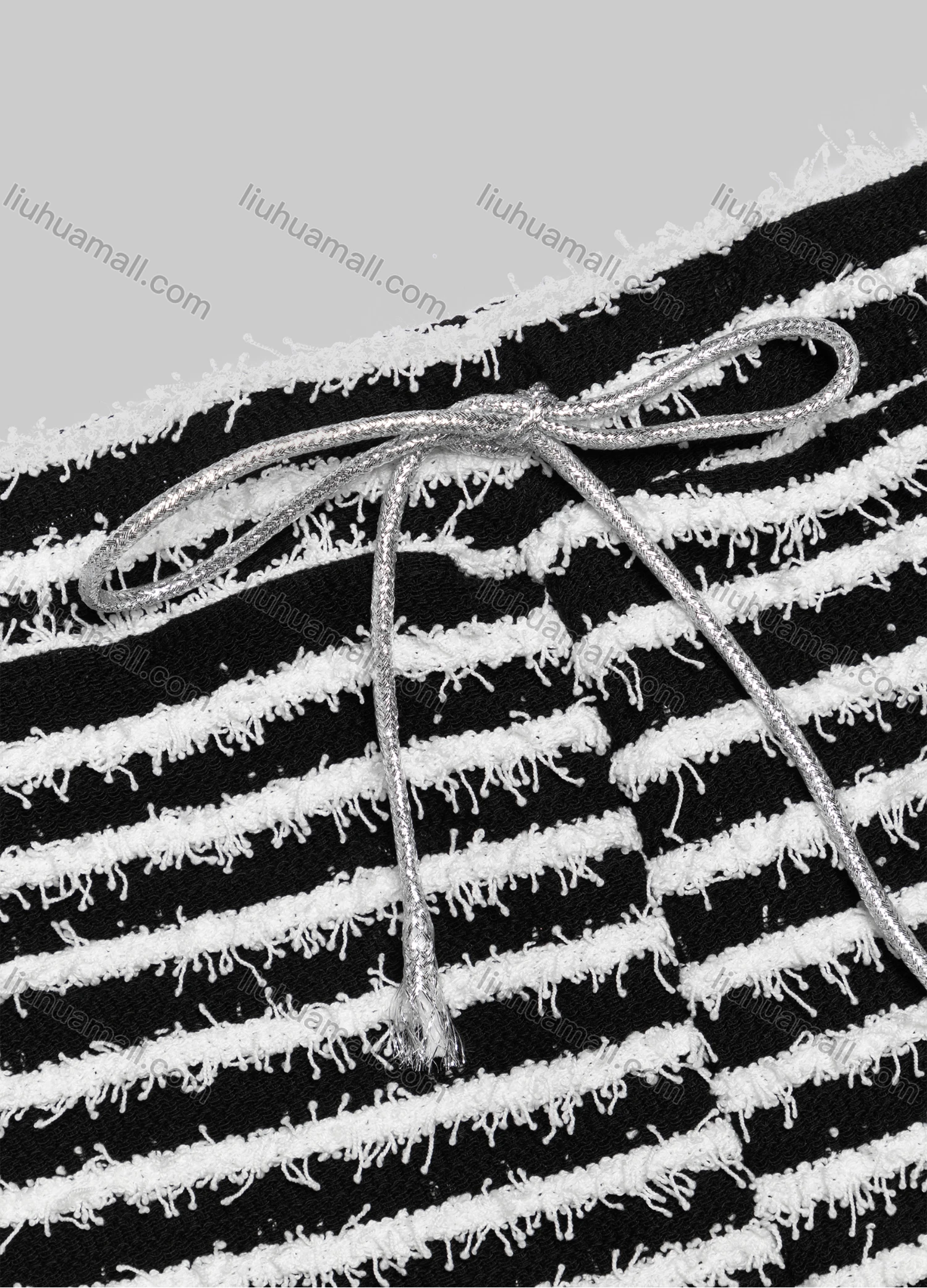 Wholesale Women's Striped Frayed Raw Trim Drawstring Shorts - Liuhuamall