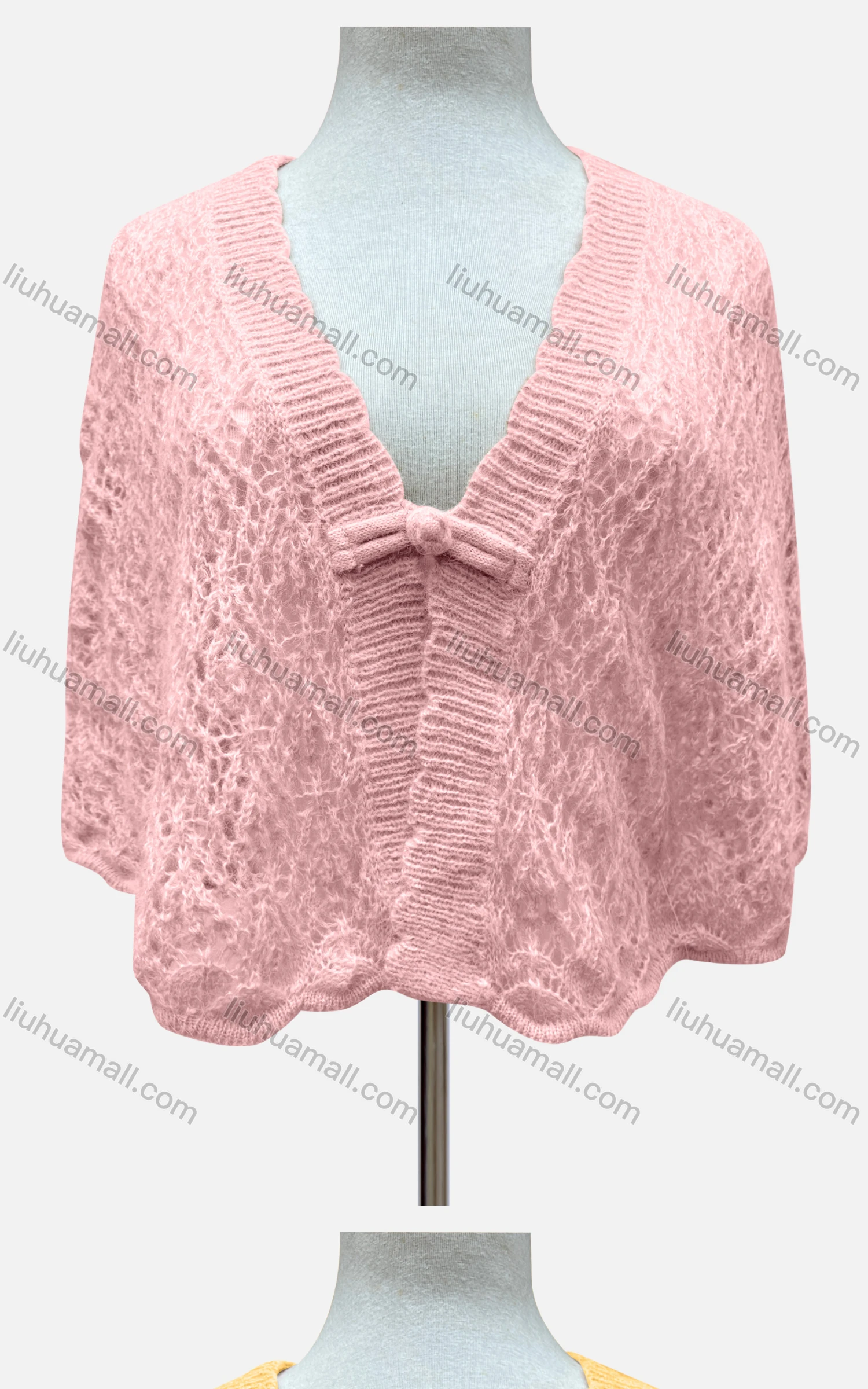 Wholesale Women's Casual Half Sleeve Hollow Out Tie Front Cover Up Crop Cardigan A392# - Liuhuamall