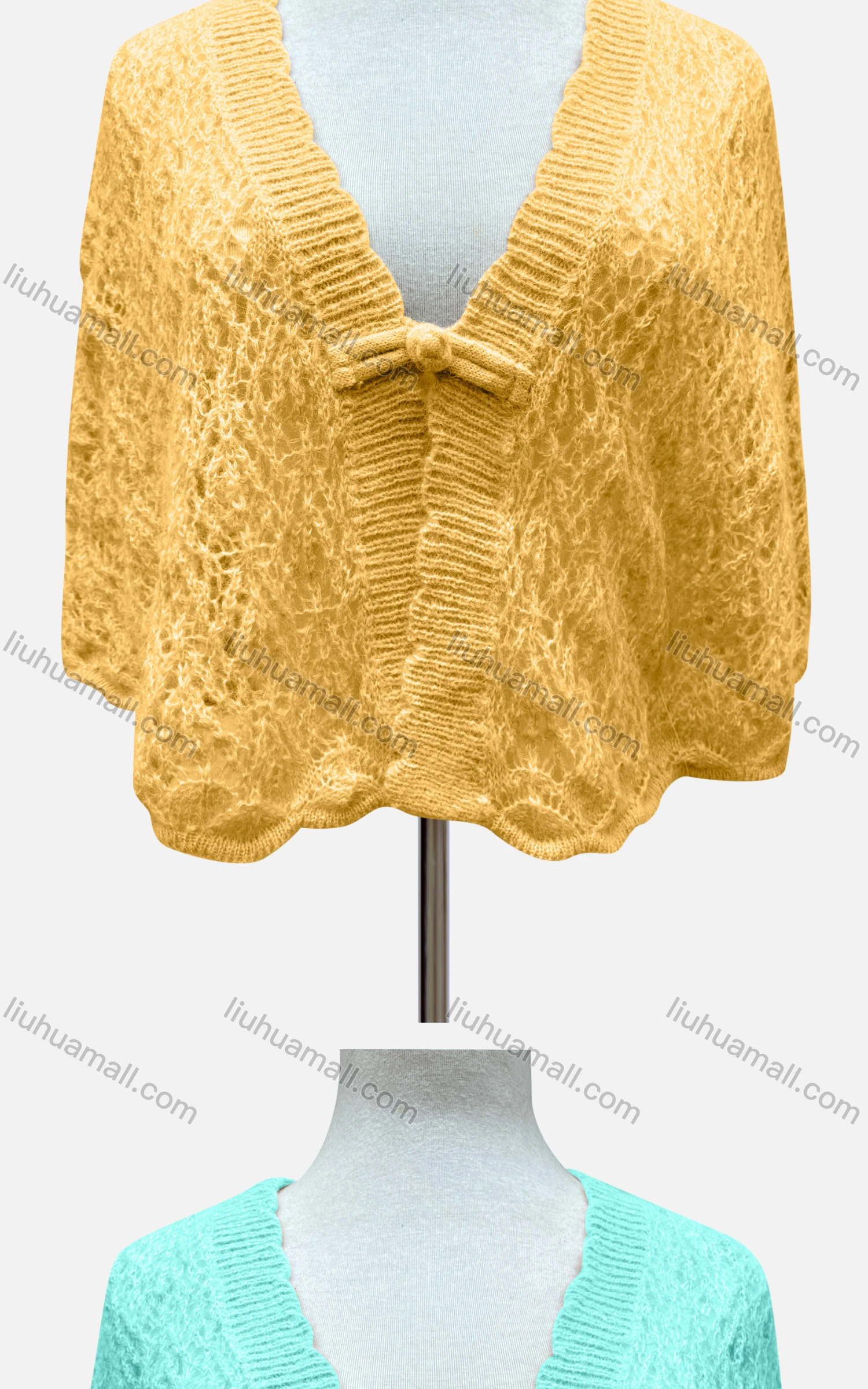 Wholesale Women's Casual Half Sleeve Hollow Out Tie Front Cover Up Crop Cardigan A392# - Liuhuamall