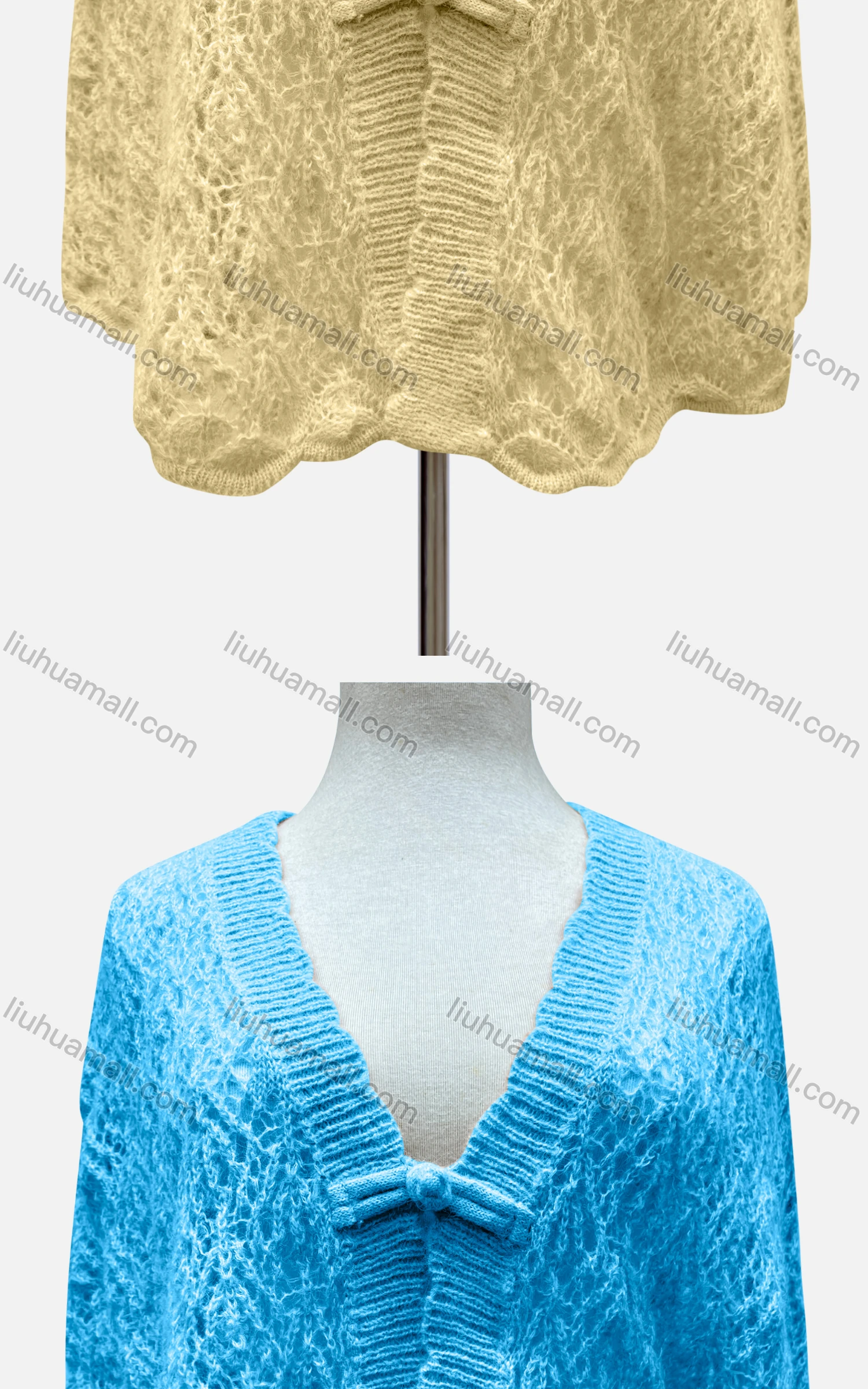 Wholesale Women's Casual Half Sleeve Hollow Out Tie Front Cover Up Crop Cardigan A392# - Liuhuamall