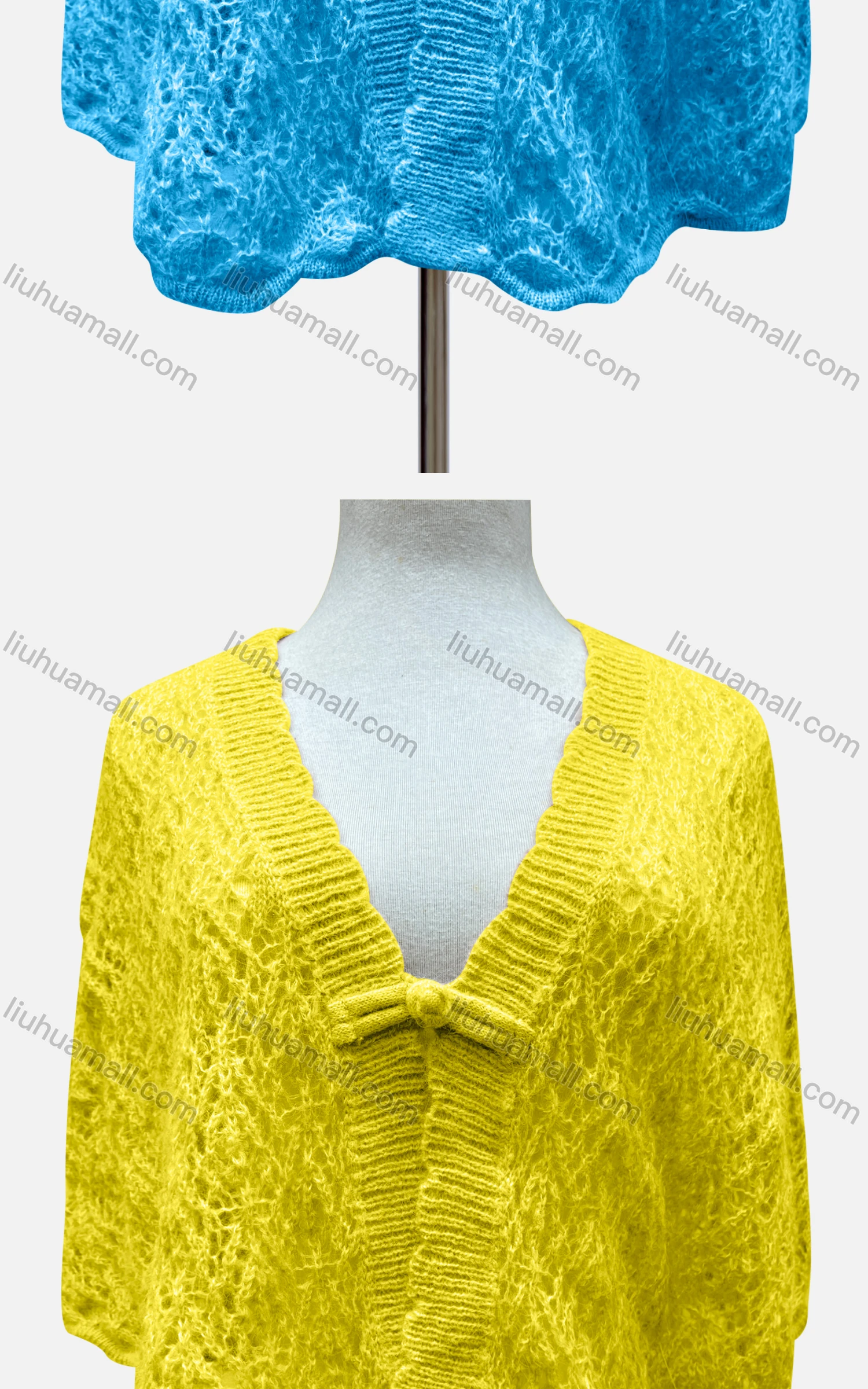 Wholesale Women's Casual Half Sleeve Hollow Out Tie Front Cover Up Crop Cardigan A392# - Liuhuamall