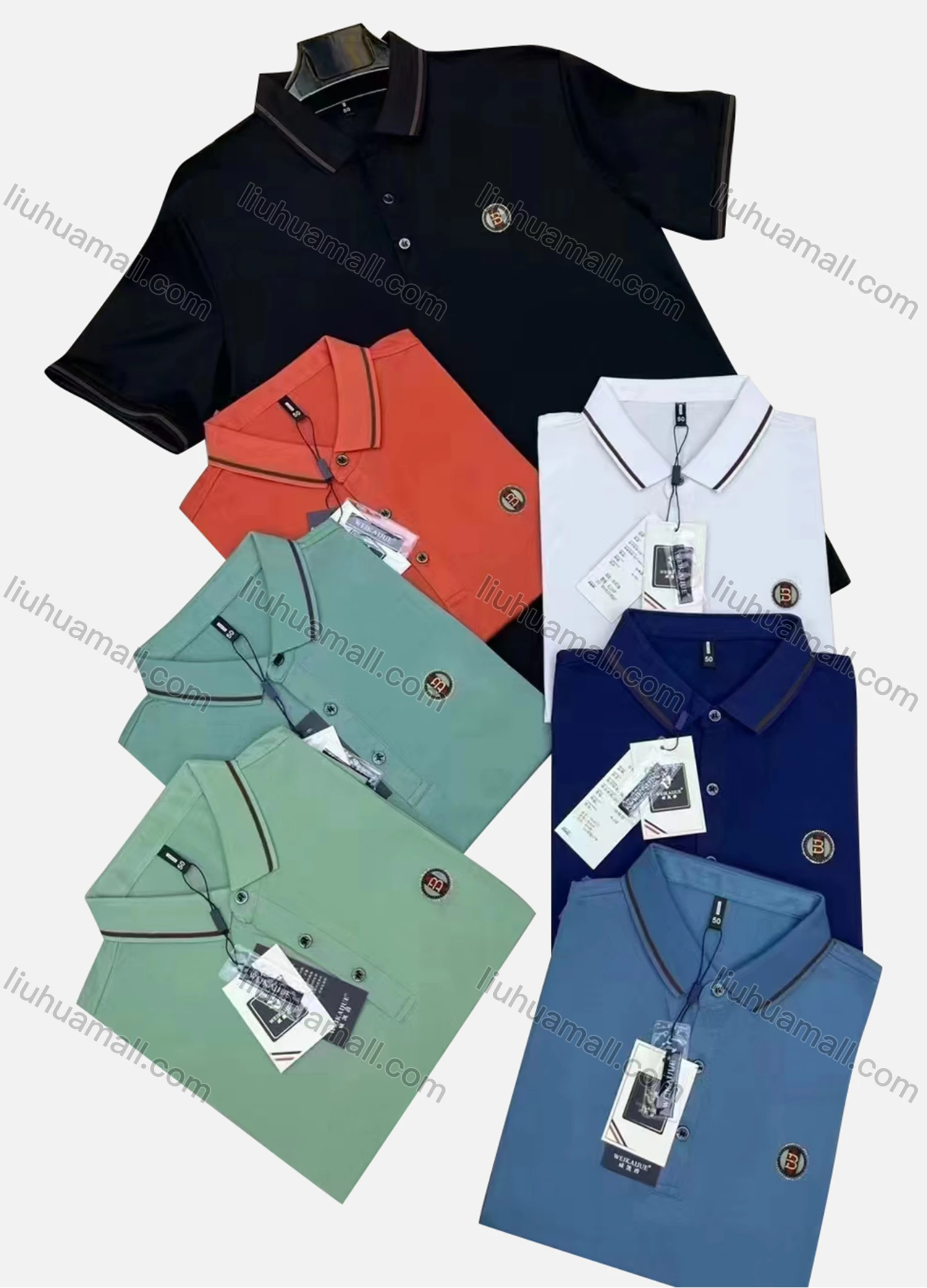 Wholesale Men's Casual Labelled Short Sleeve Polo Shirts 8234-7# - Liuhuamall