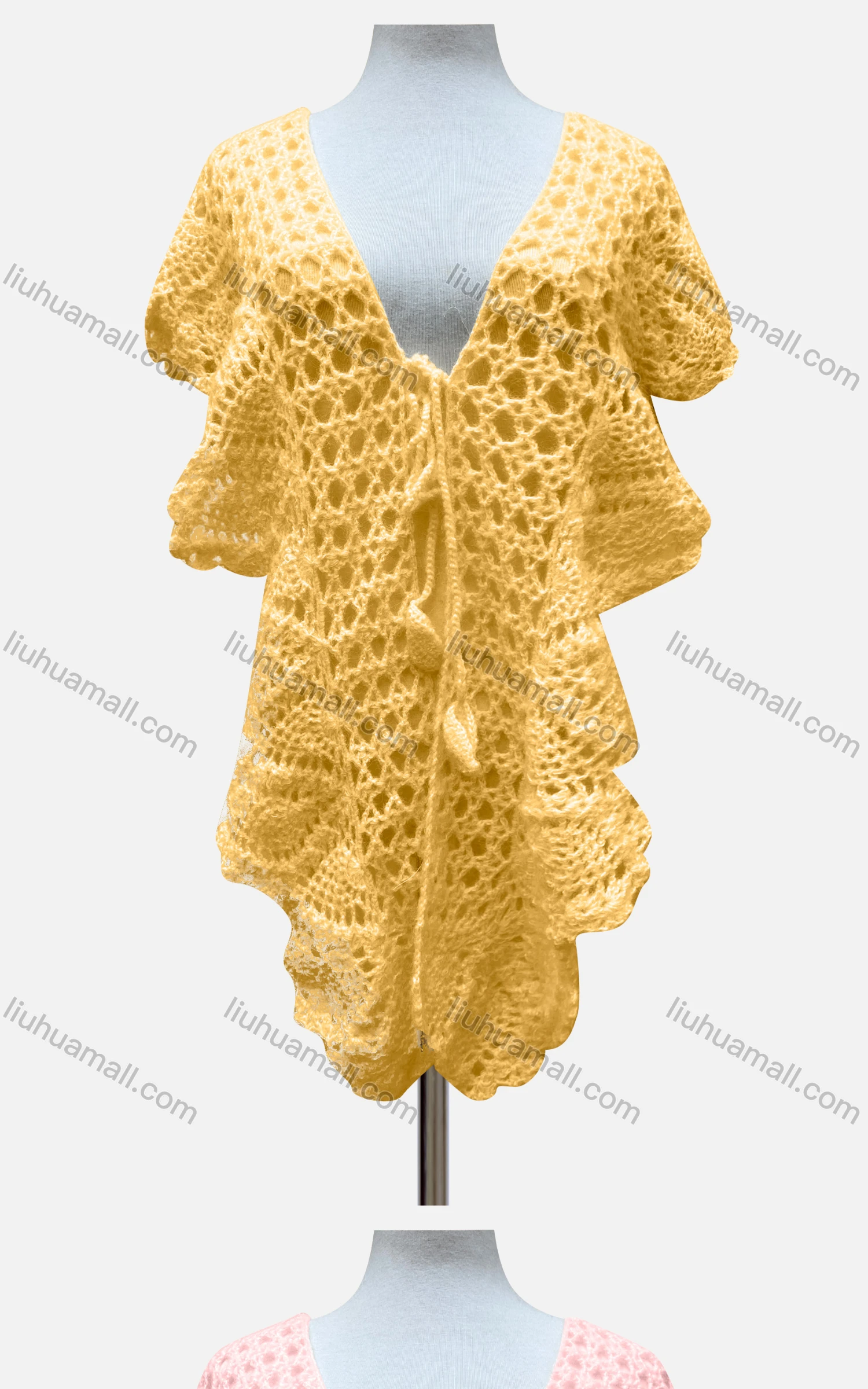 Wholesale Women's Casual Plain Bat Sleeve Tie Front Cover Up Mid Length Cardigan A400# - Liuhuamall