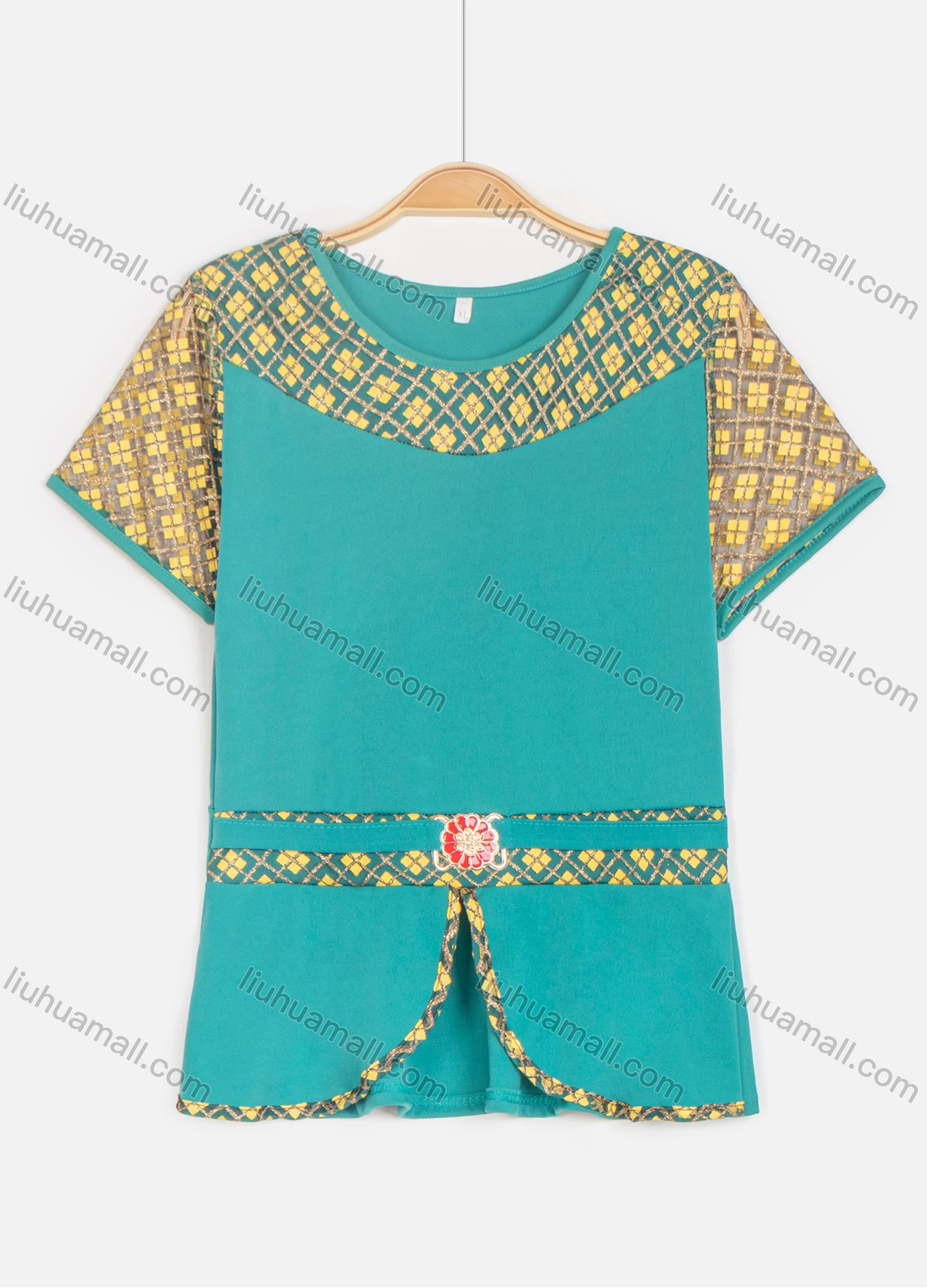 Wholesale Women's Elegant Short Sleeve Blouse With Mermaid Hem Skirt 2 Piece Set - Liuhuamall