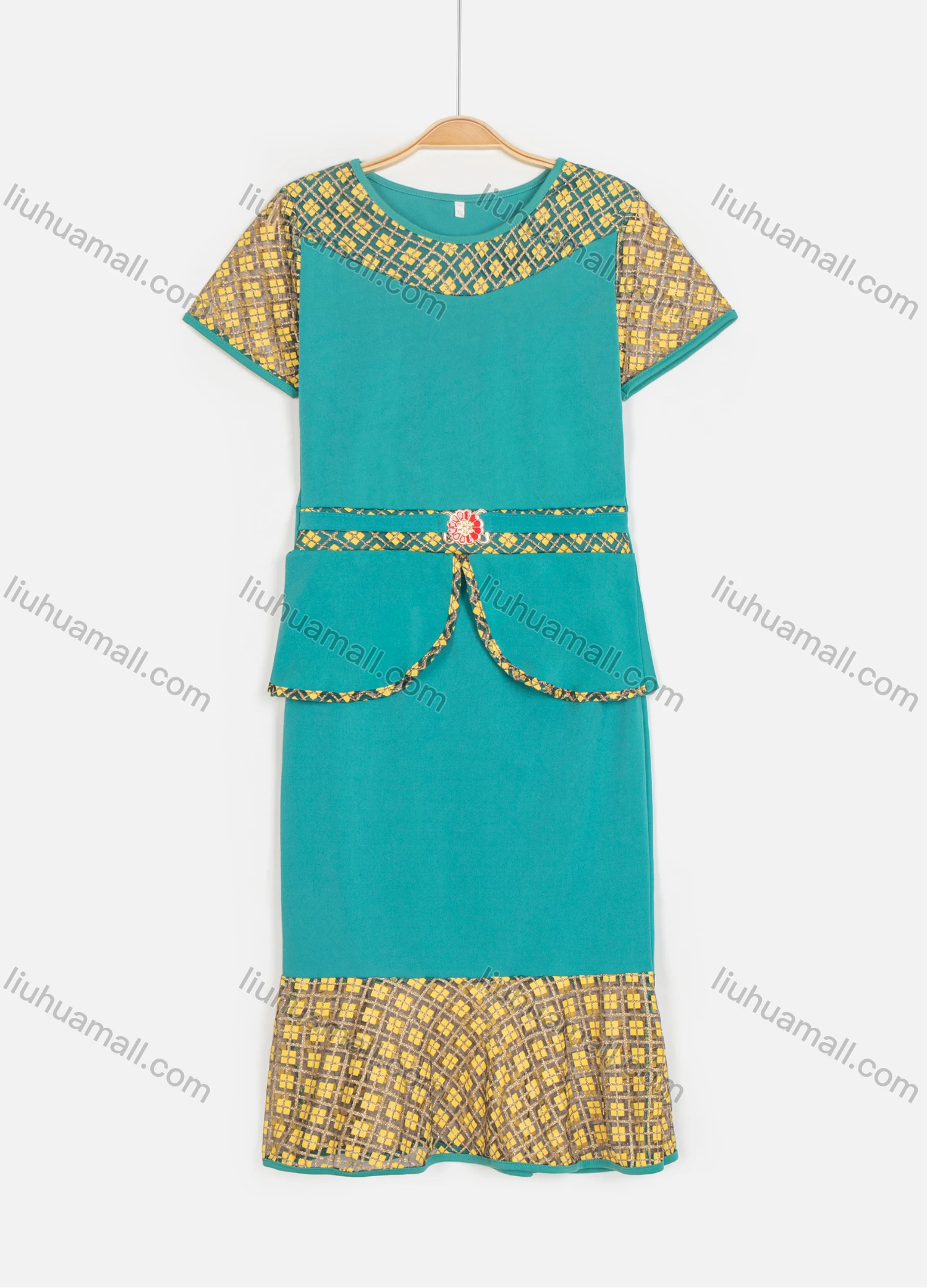 Wholesale Women's Elegant Short Sleeve Blouse With Mermaid Hem Skirt 2 Piece Set - Liuhuamall